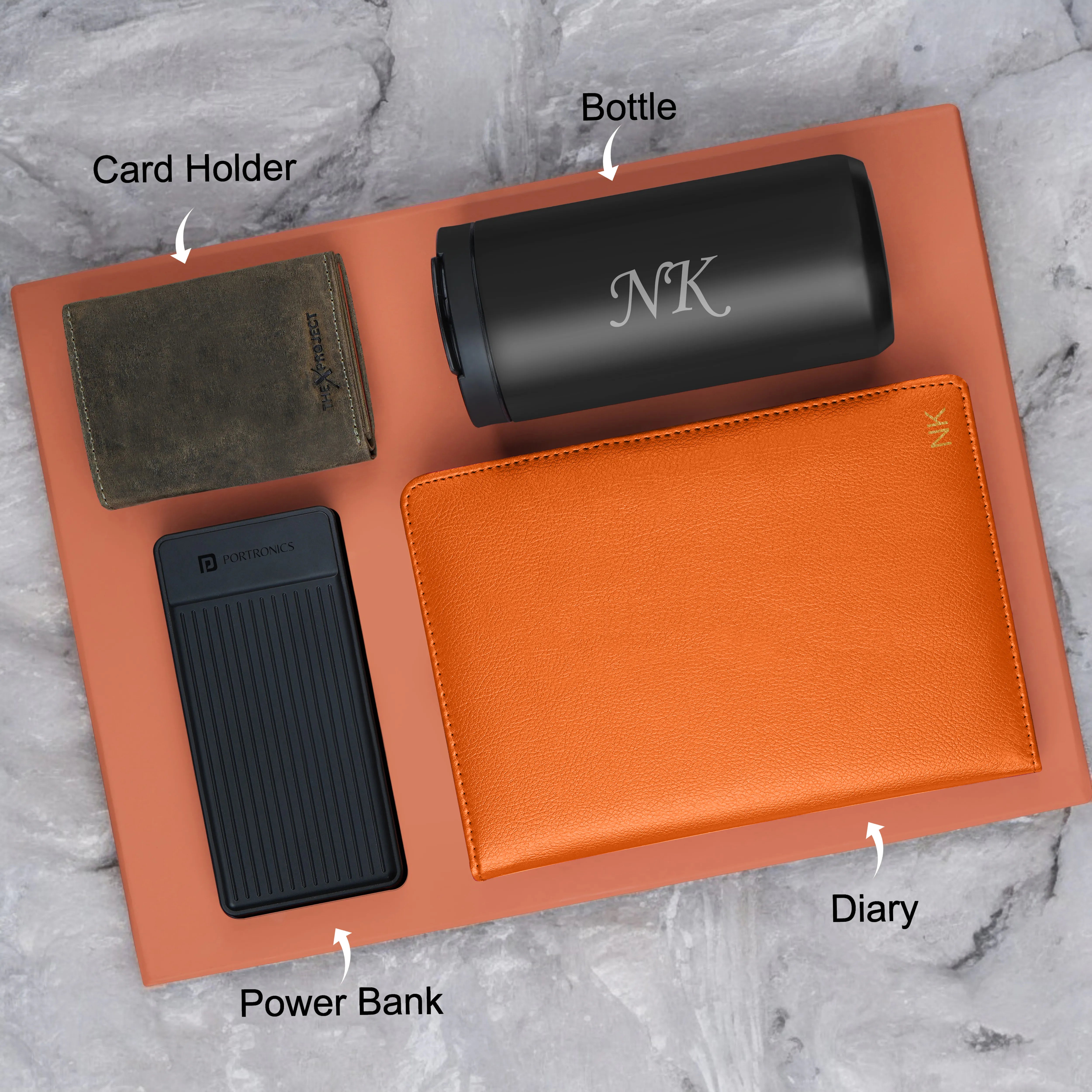 Diary Tumbler Cardholder And Power Bank Gift Hamper For Him