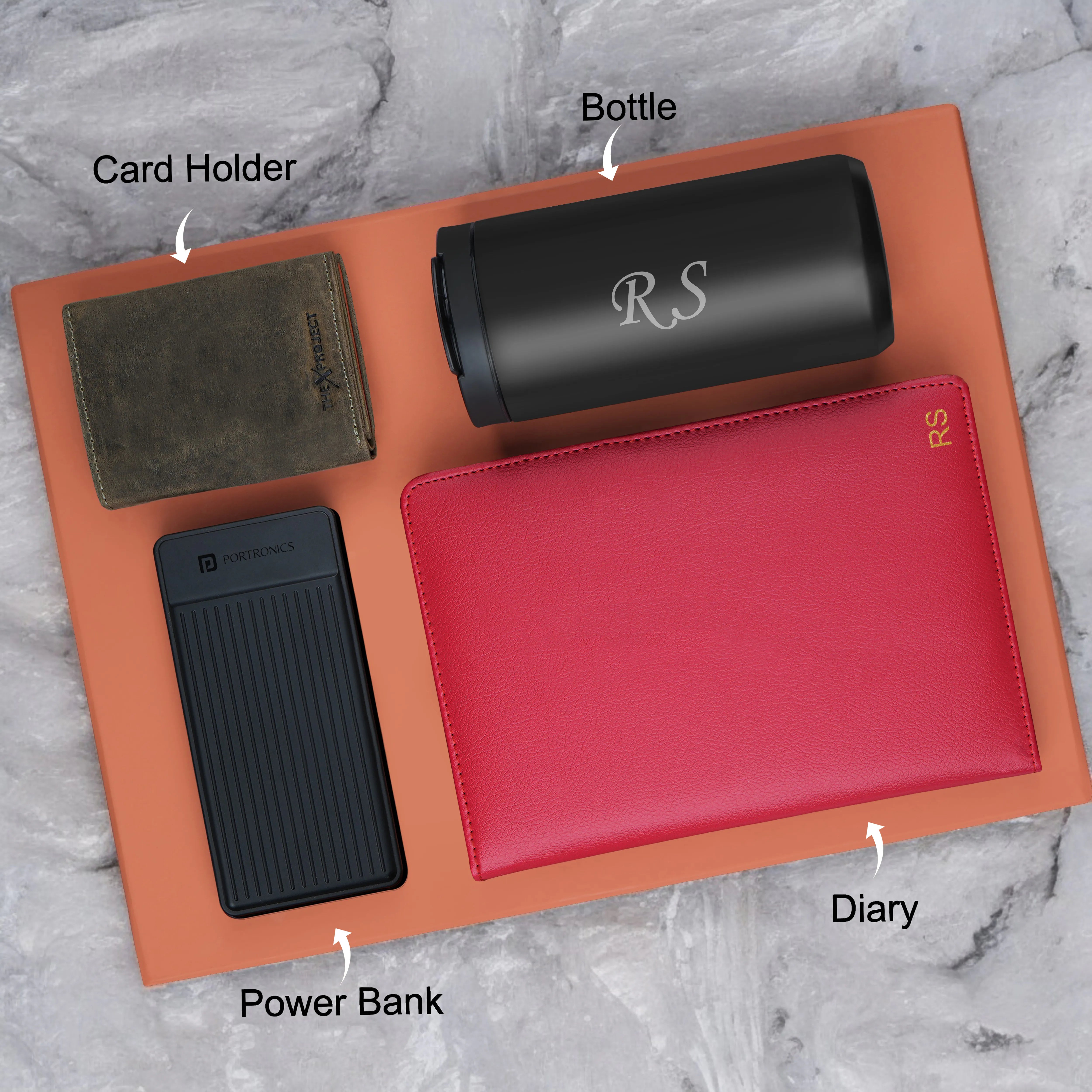 Diary Tumbler Cardholder And Power Bank Gift Hamper For Him