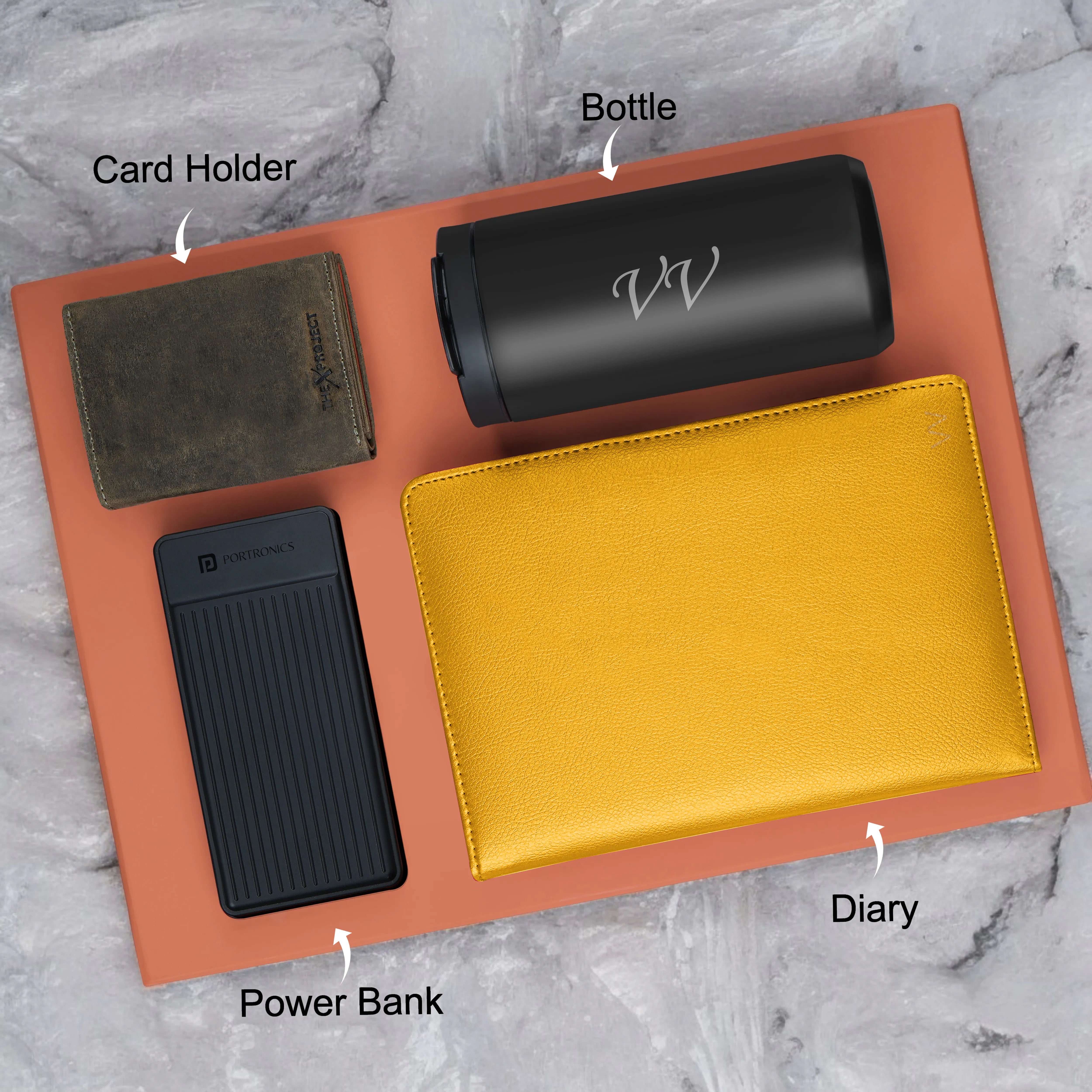 Diary Tumbler Cardholder And Power Bank Gift Hamper For Him