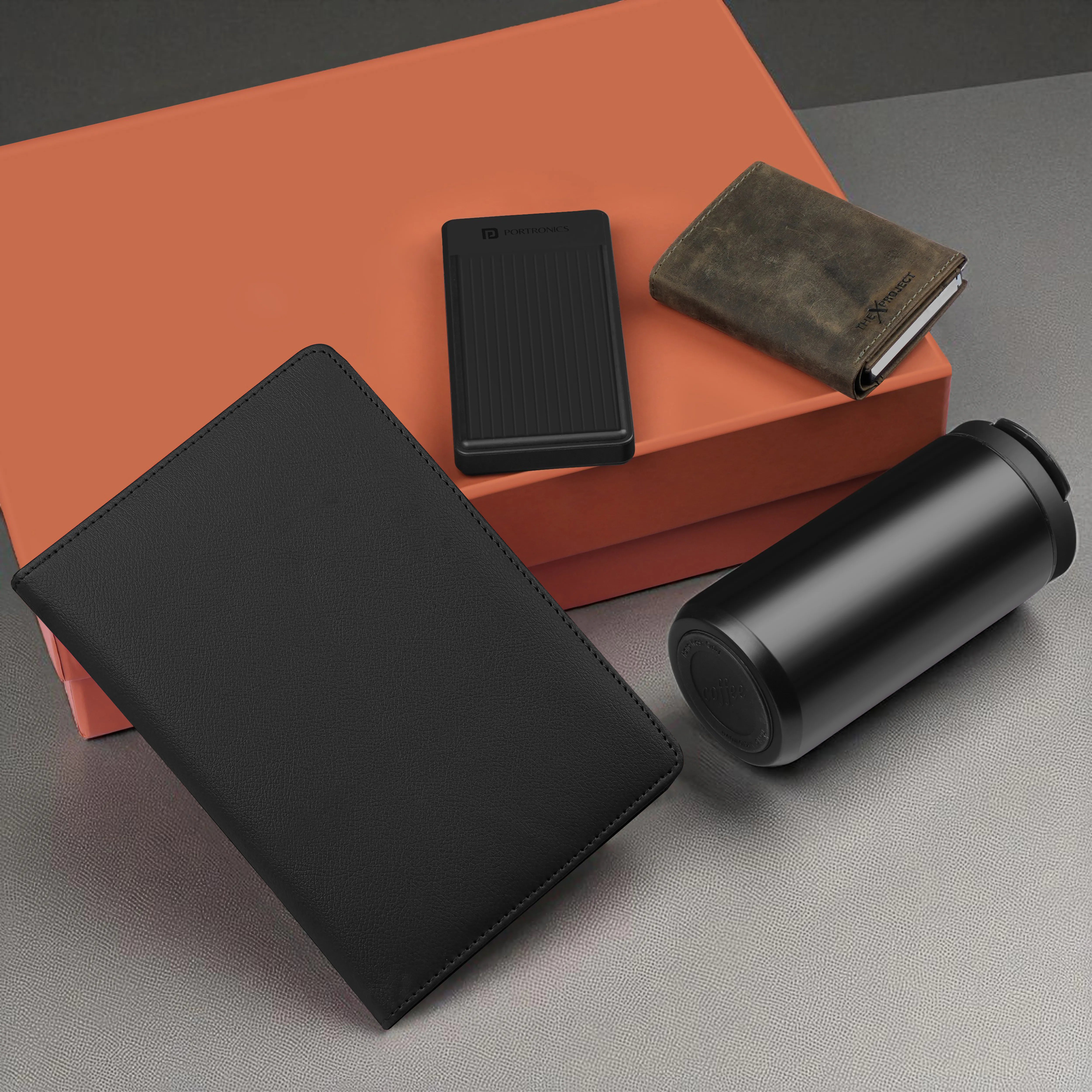 Diary Tumbler Cardholder And Power Bank Gift Hamper For Him