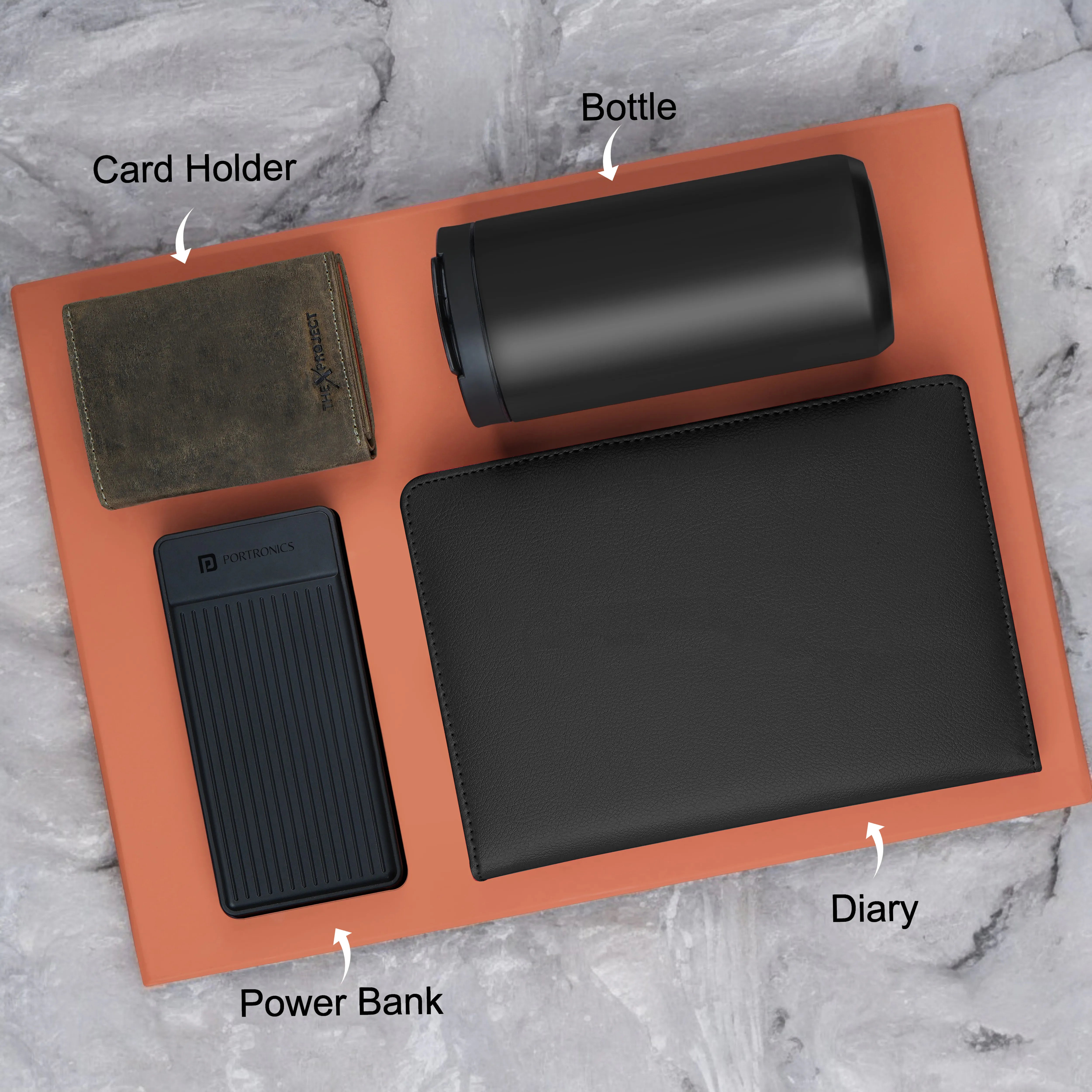Diary Tumbler Cardholder And Power Bank Gift Hamper For Him