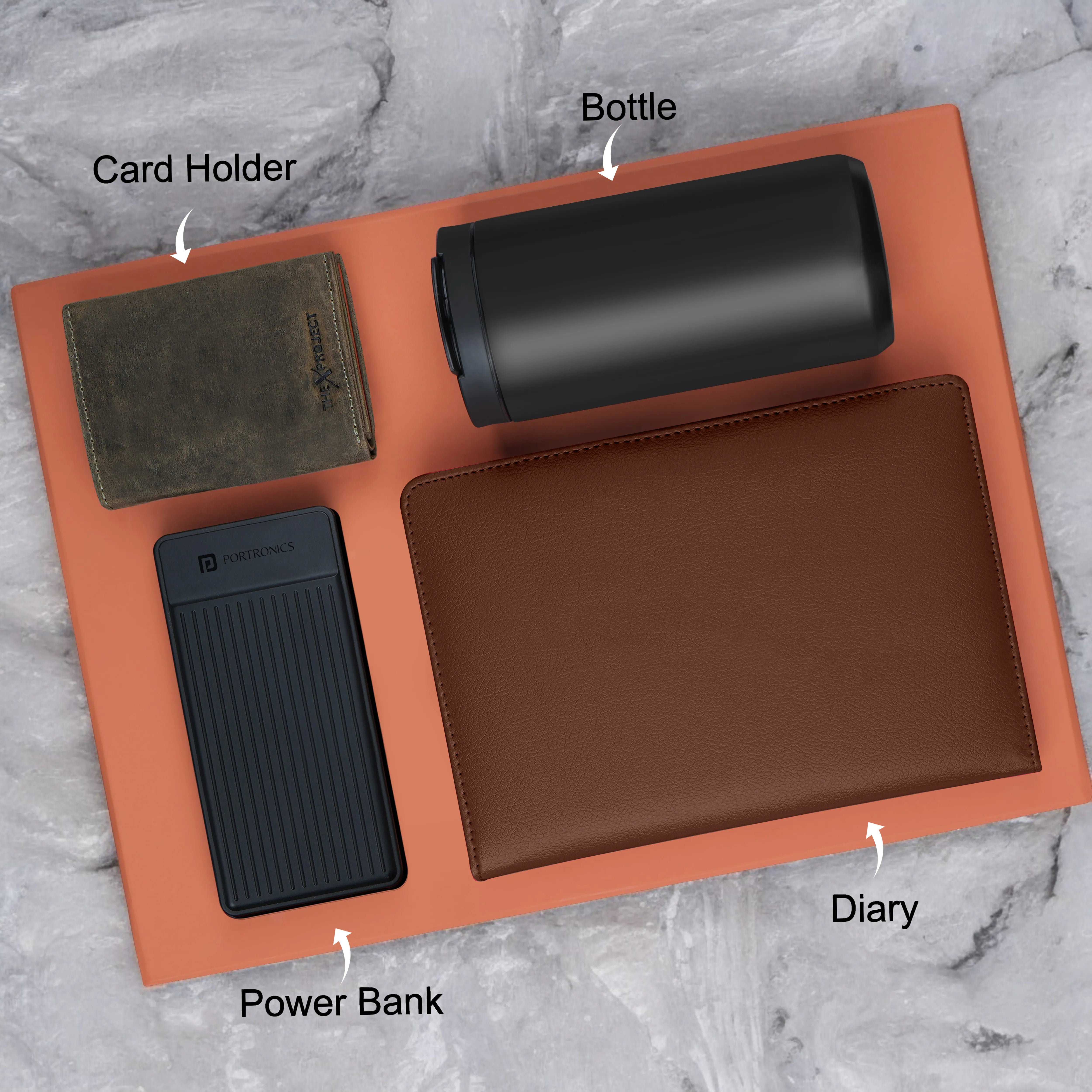 Diary Tumbler Cardholder And Power Bank Gift Hamper For Him