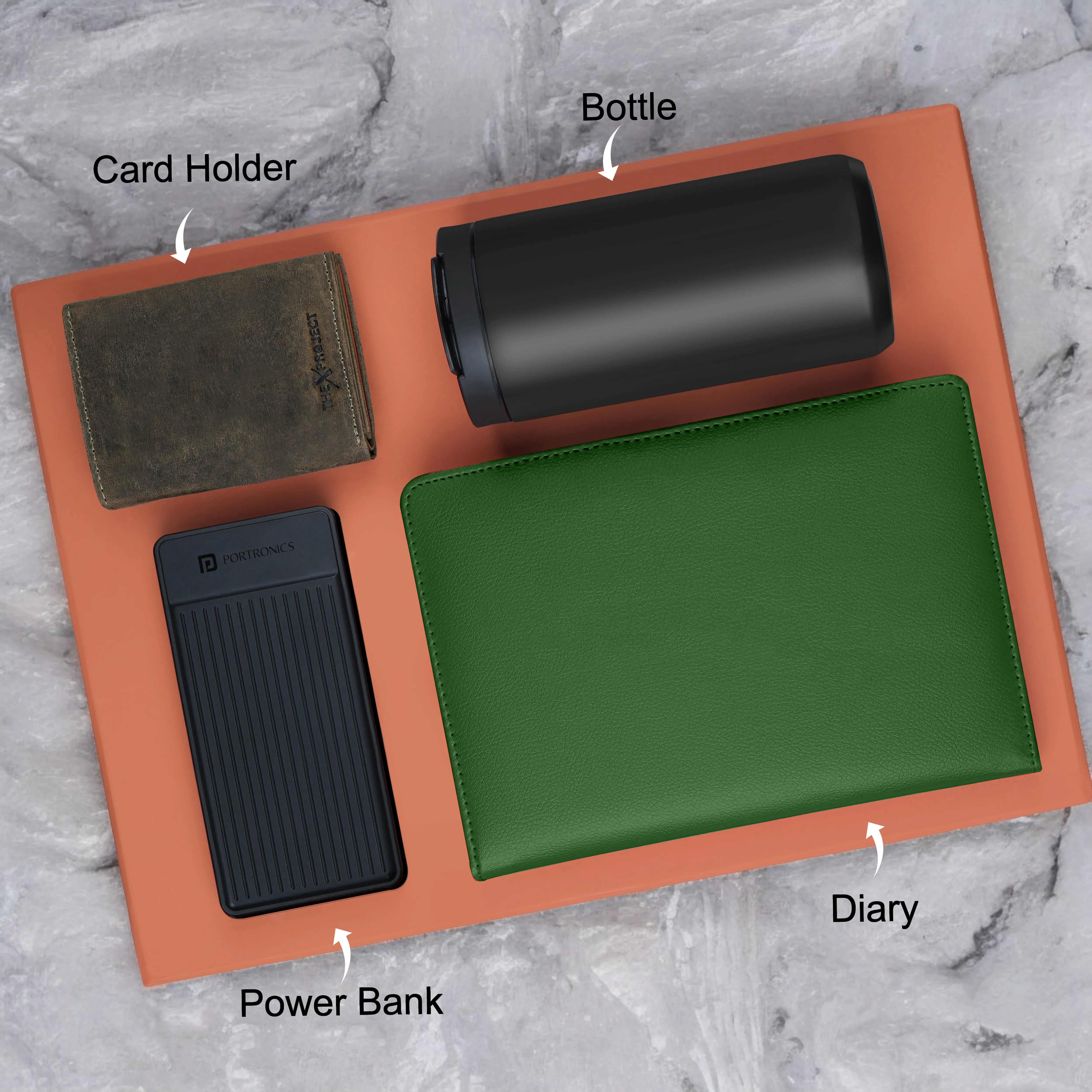 Diary Tumbler Cardholder And Power Bank Gift Hamper For Him
