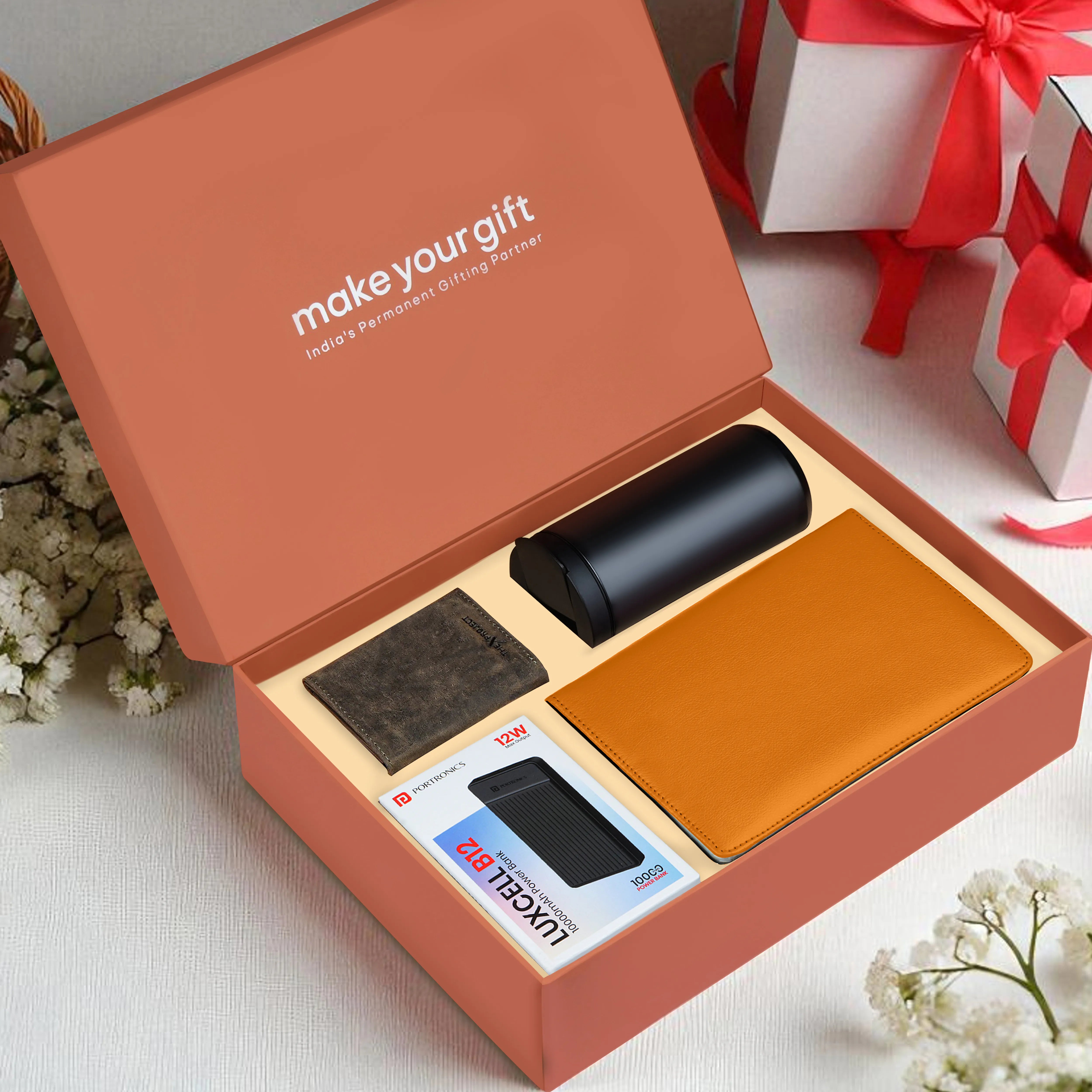 Diary Tumbler Cardholder And Power Bank Gift Hamper For Him