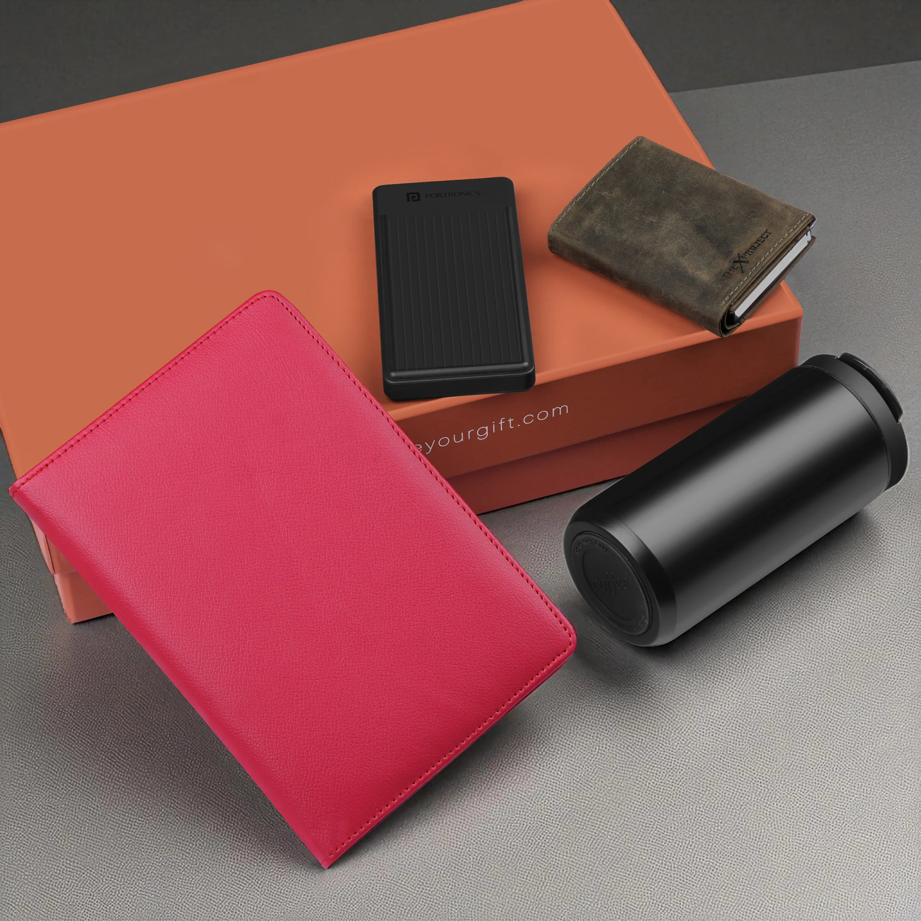 Diary Tumbler Cardholder And Power Bank Gift Hamper For Him
