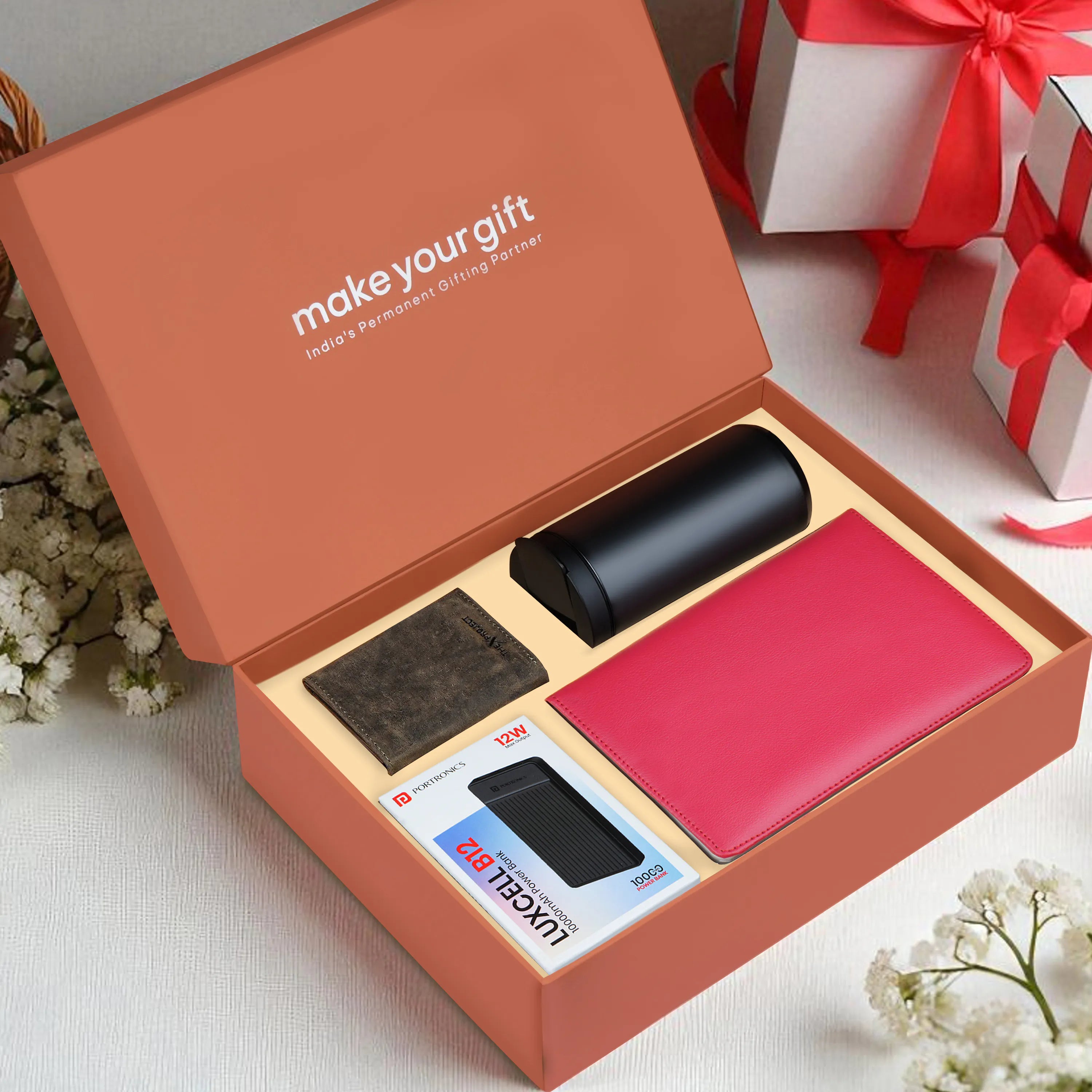 Diary Tumbler Cardholder And Power Bank Gift Hamper For Him