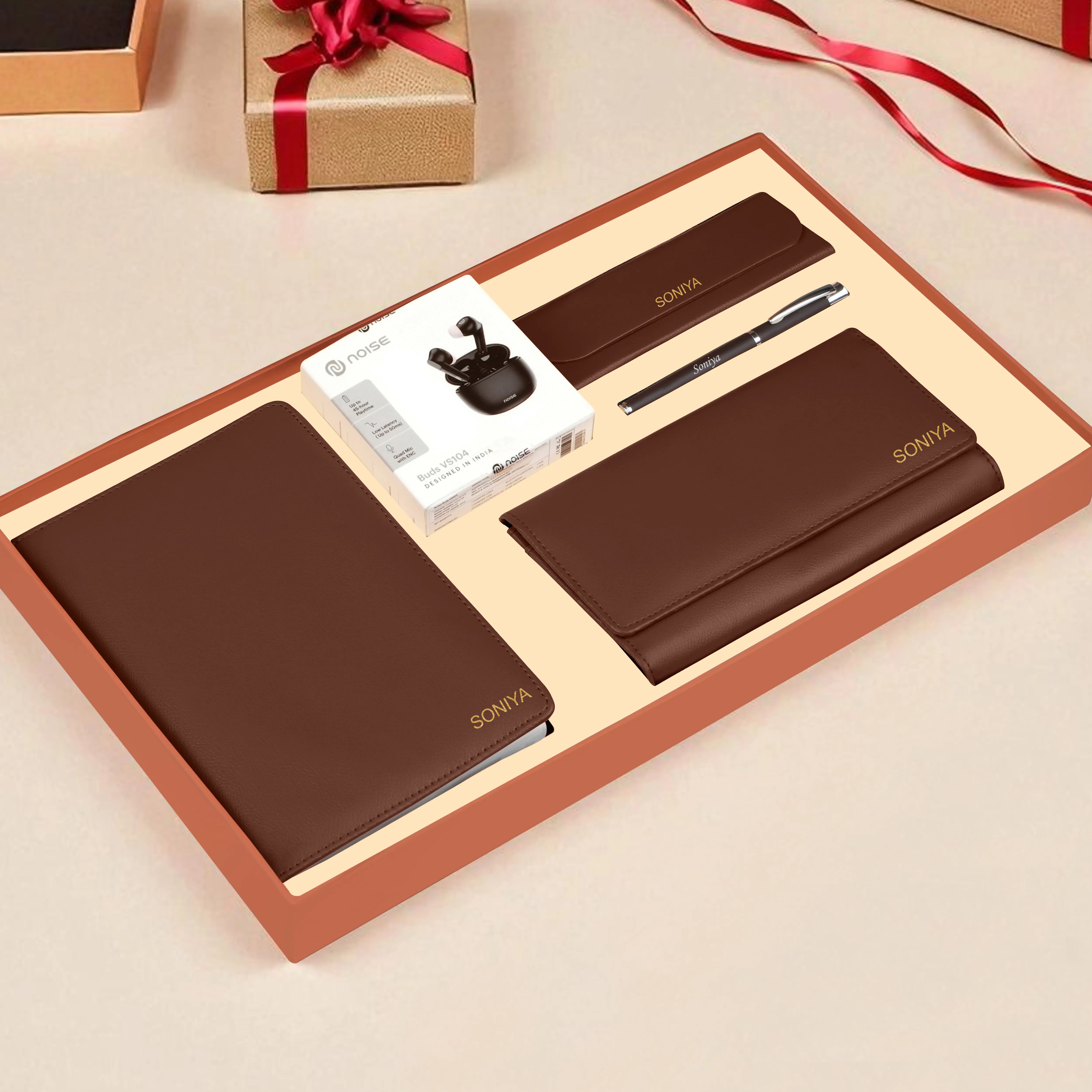 Diary Clutch Earbuds Pen & Eyewear Case Gift Hamper