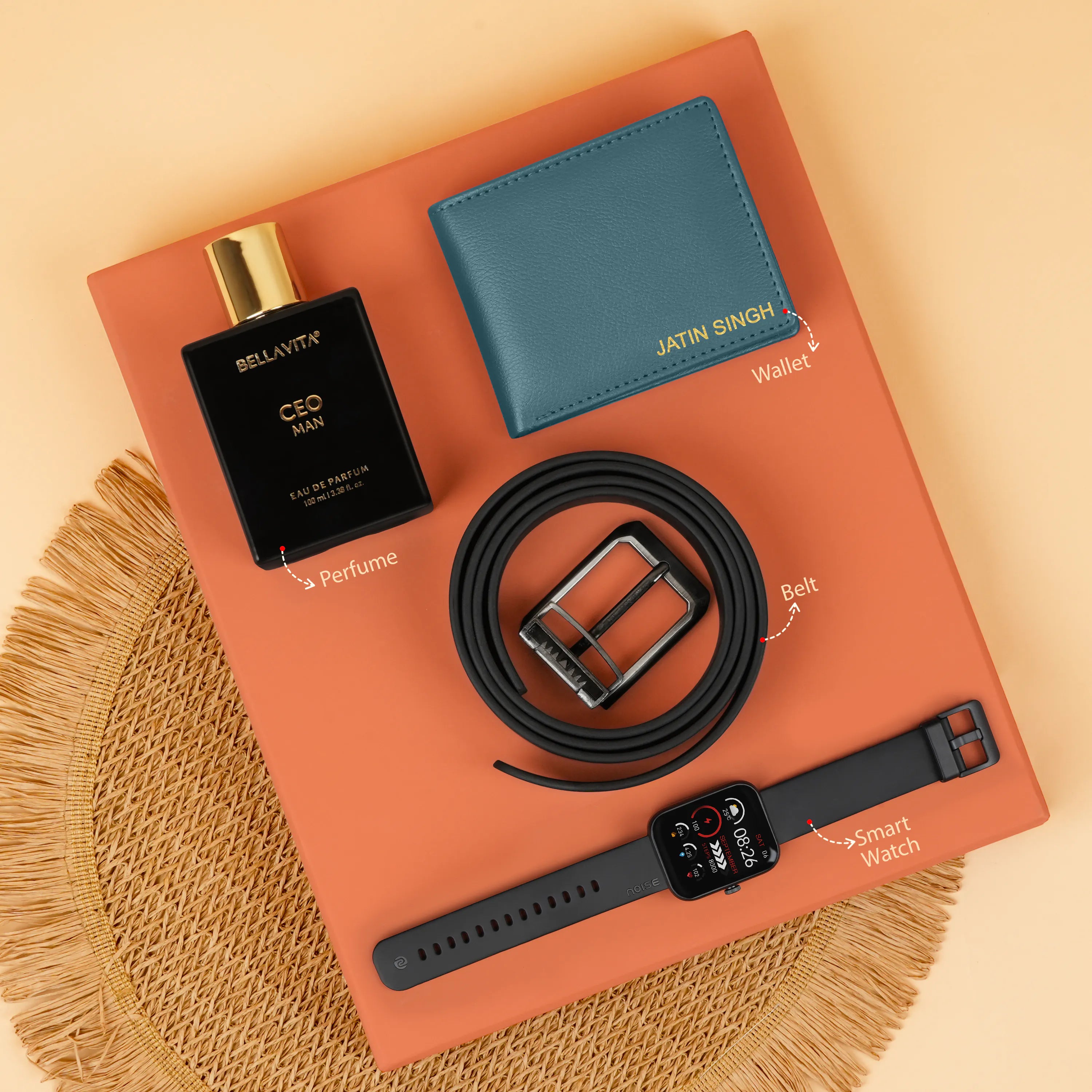 Wallet Belt Perfume And Smartwatch Gift Hamper