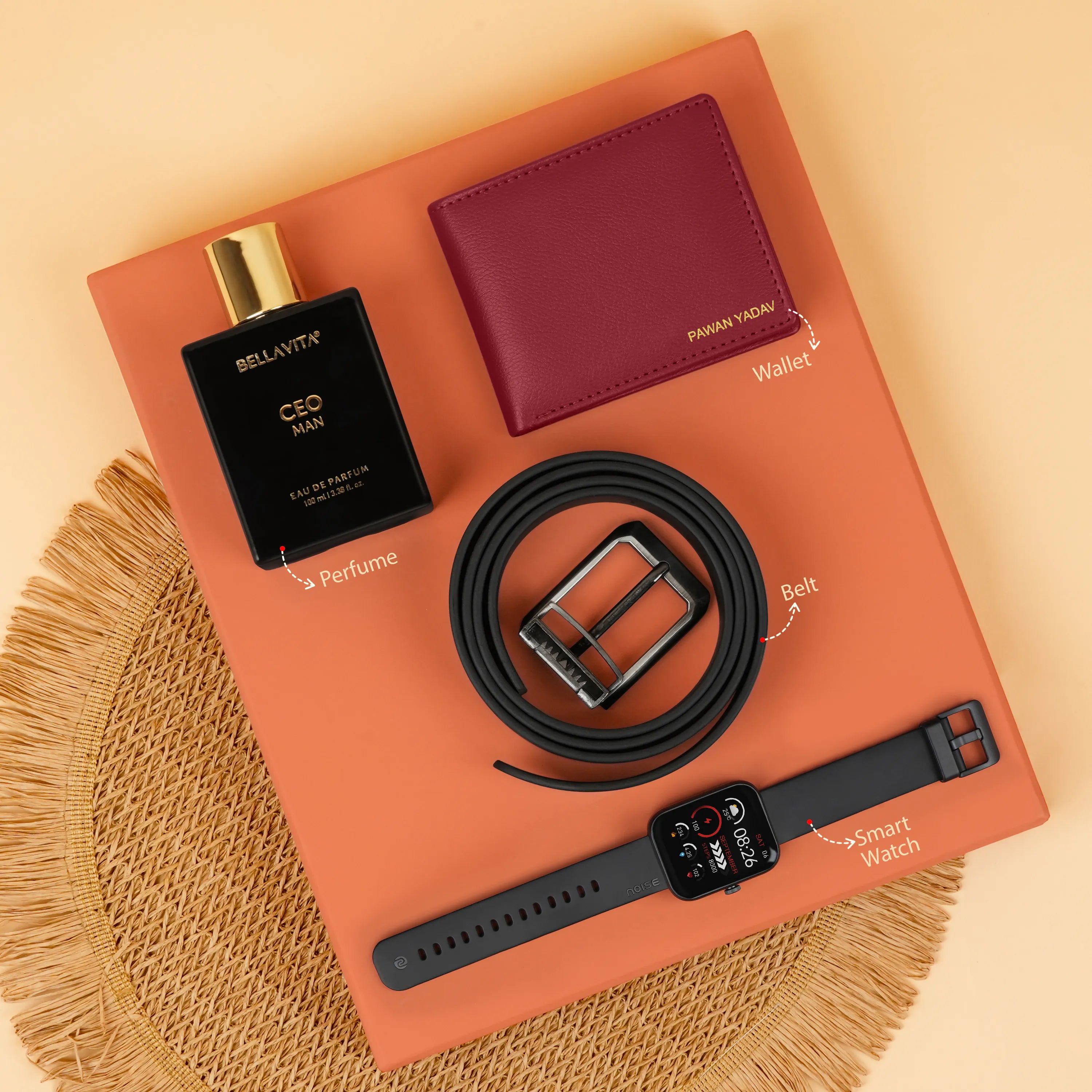 Wallet Belt Perfume And Smartwatch Gift Hamper