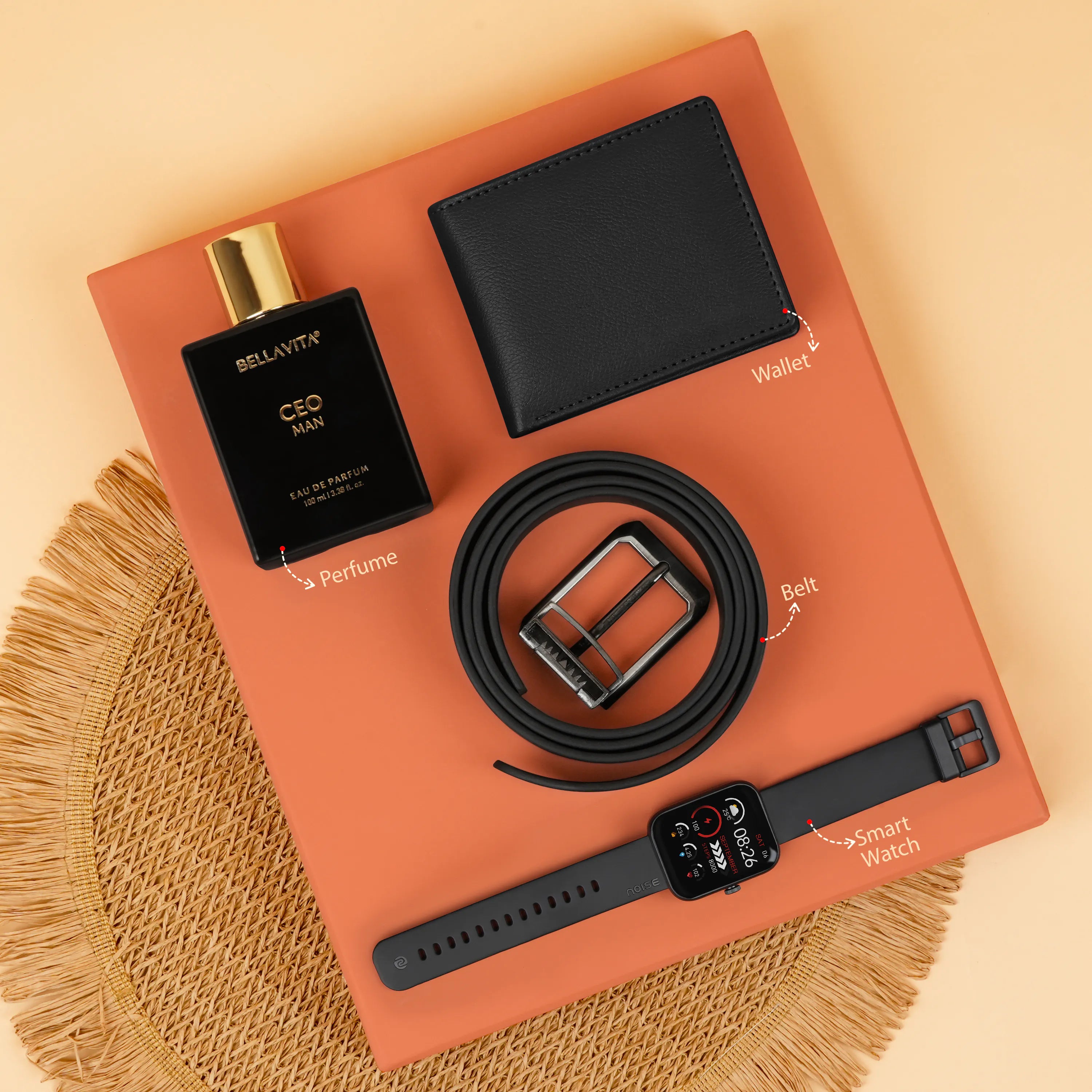 Wallet Belt Perfume And Smartwatch Gift Hamper
