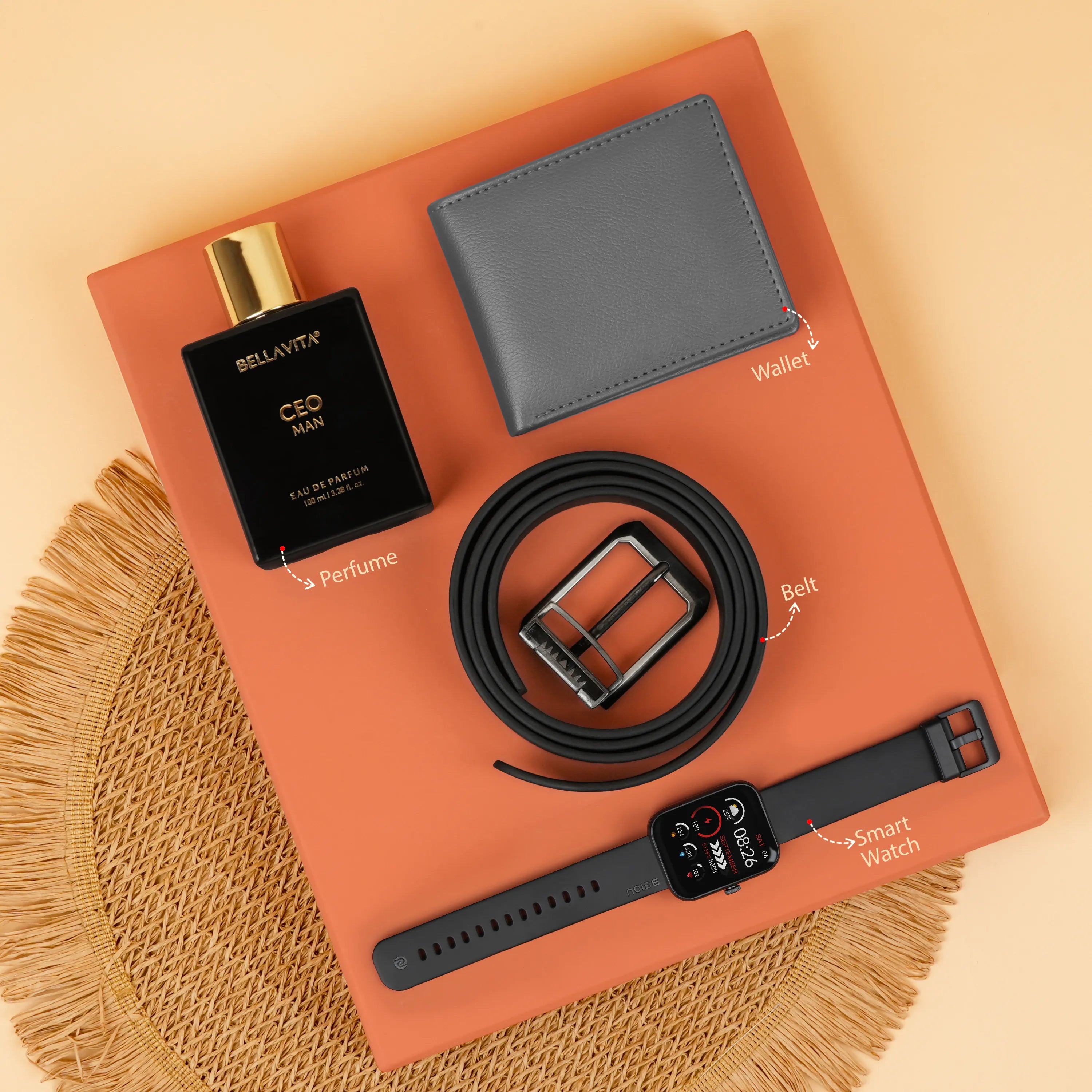 Wallet Belt Perfume And Smartwatch Gift Hamper