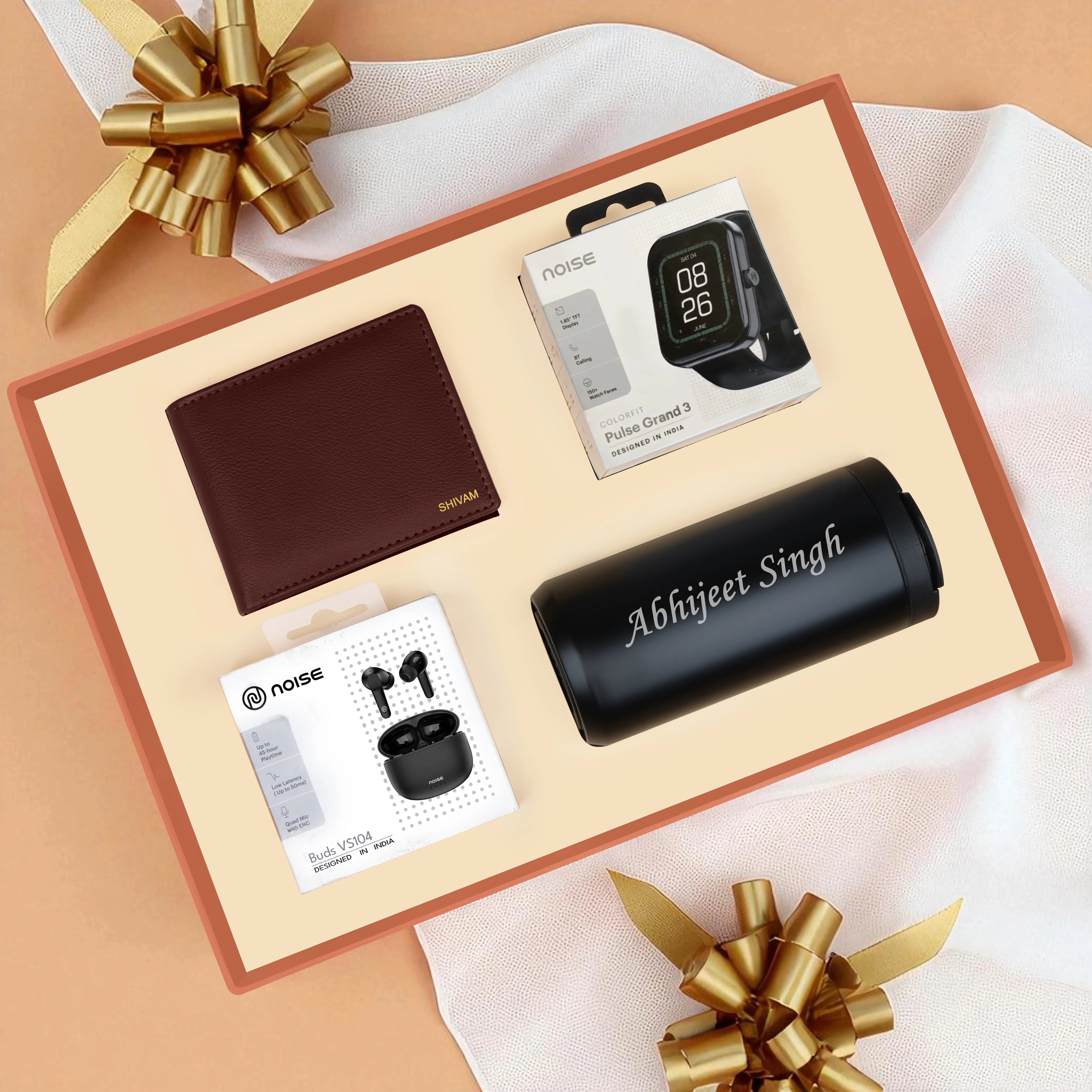 Wallet Smart Watch Earbuds & Tumbler Gift Hamper