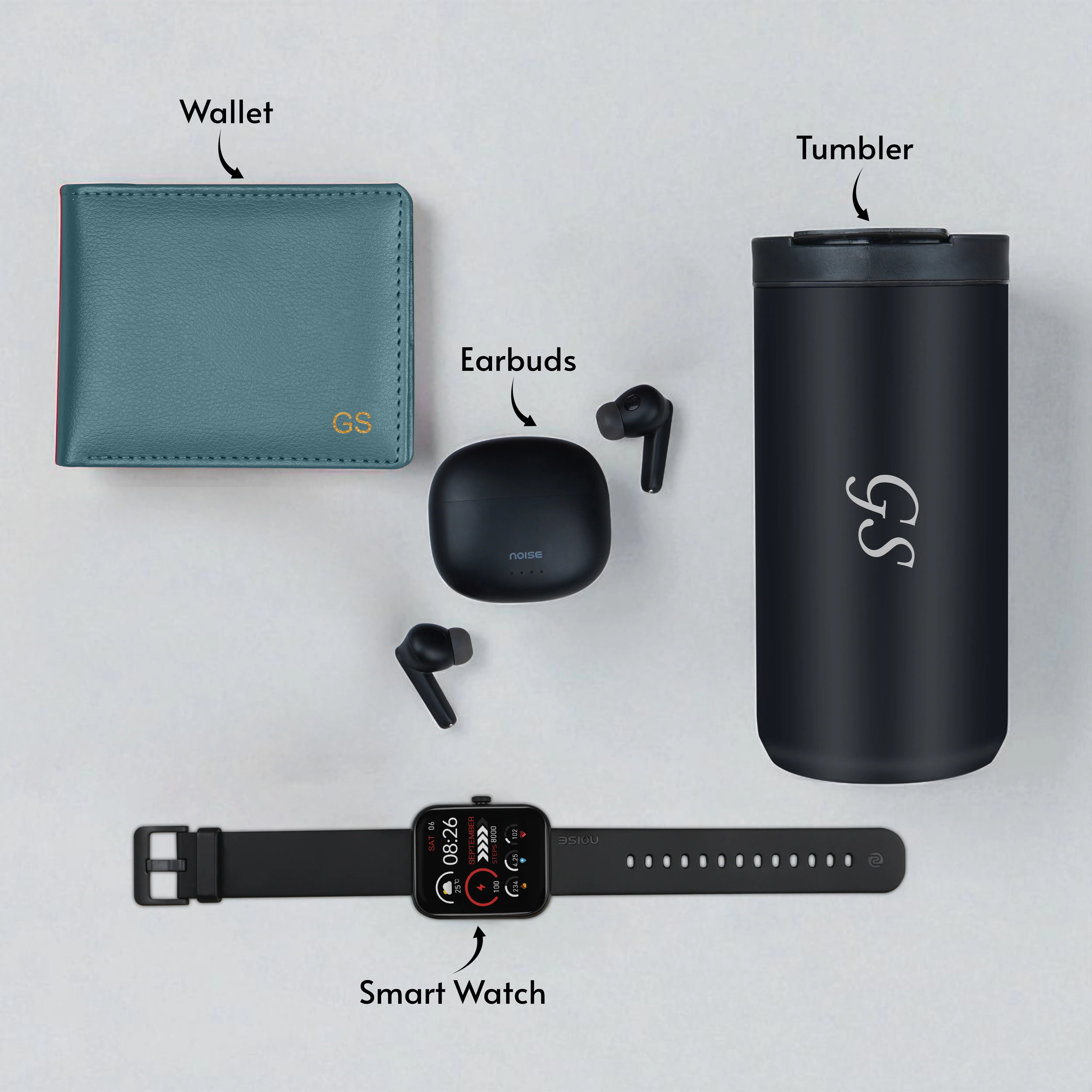 Wallet Smart Watch Earbuds & Tumbler Gift Hamper