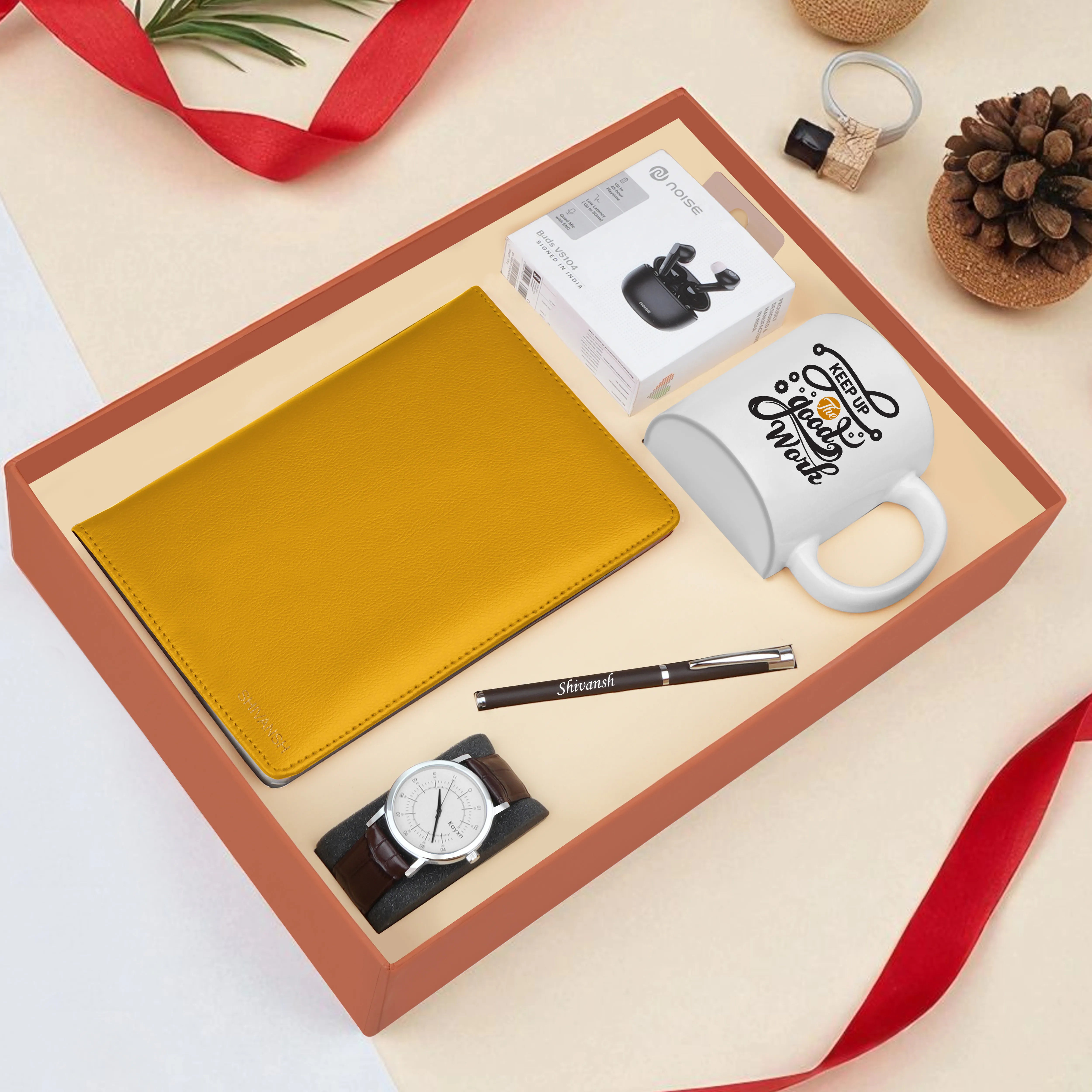 Diary Pen Earbuds Watch & Mug Gift Hamper