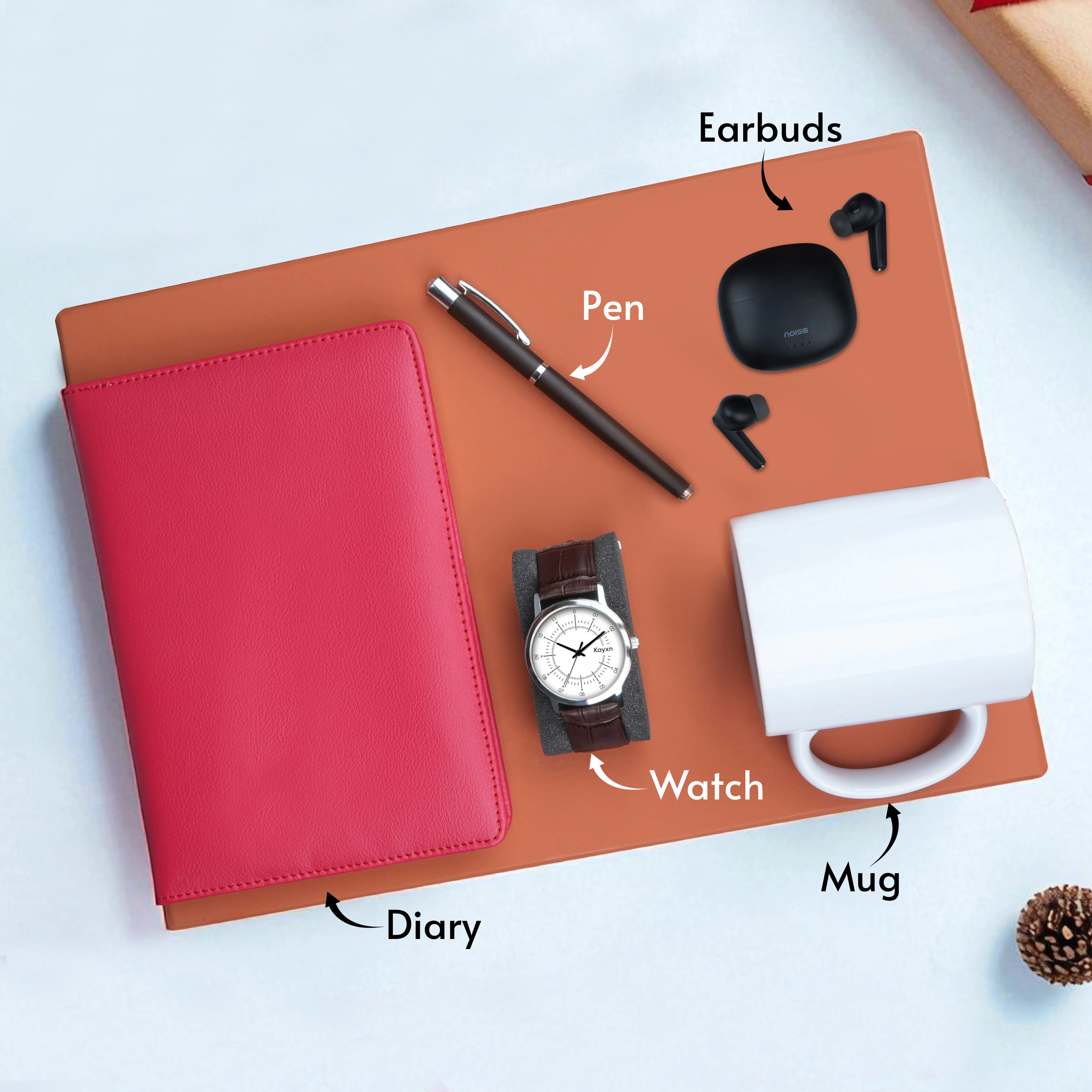 Diary Pen Earbuds Watch & Mug Gift Hamper
