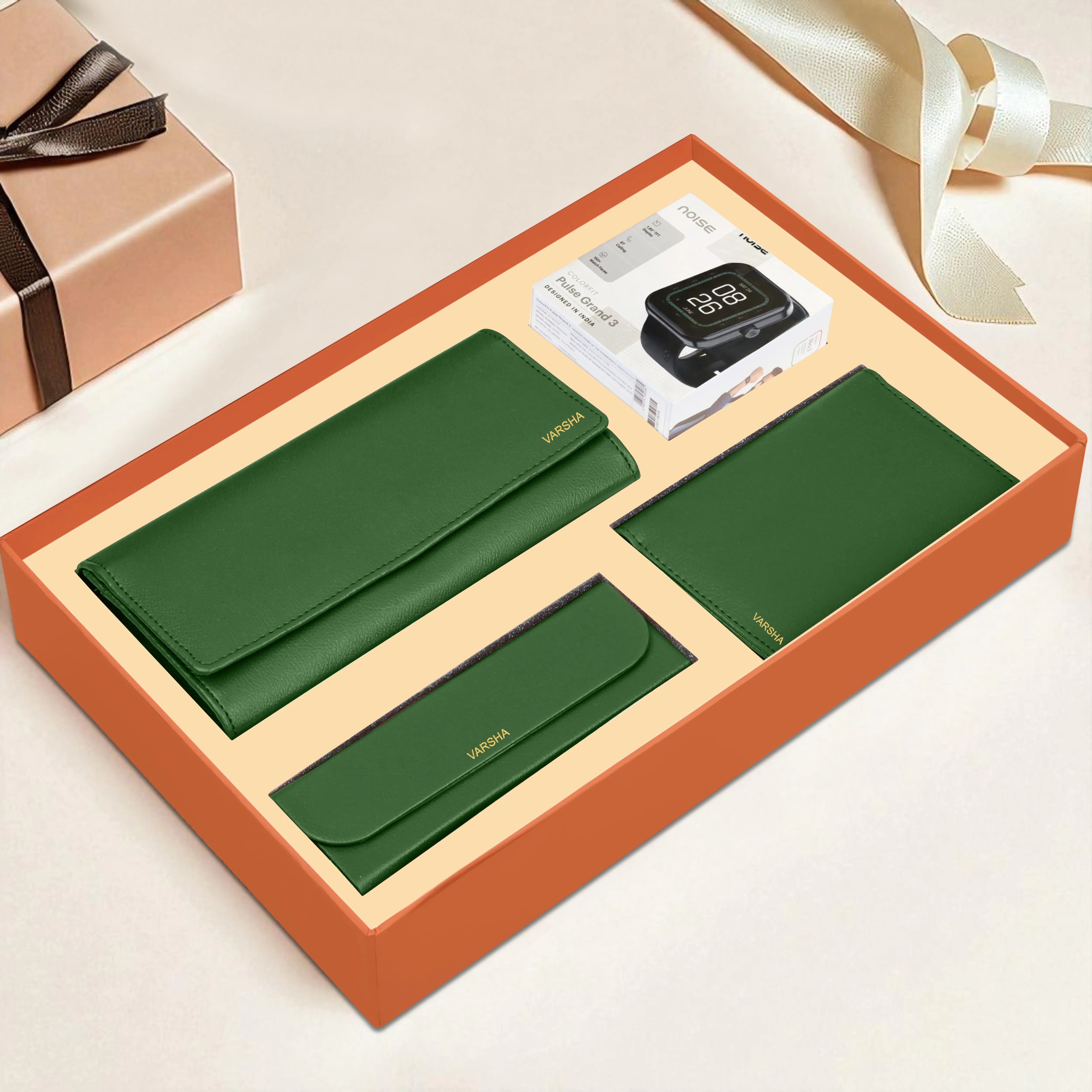 Personalized Clutch, Passport Cover, Eyewear Case & Watch Gift Hamper