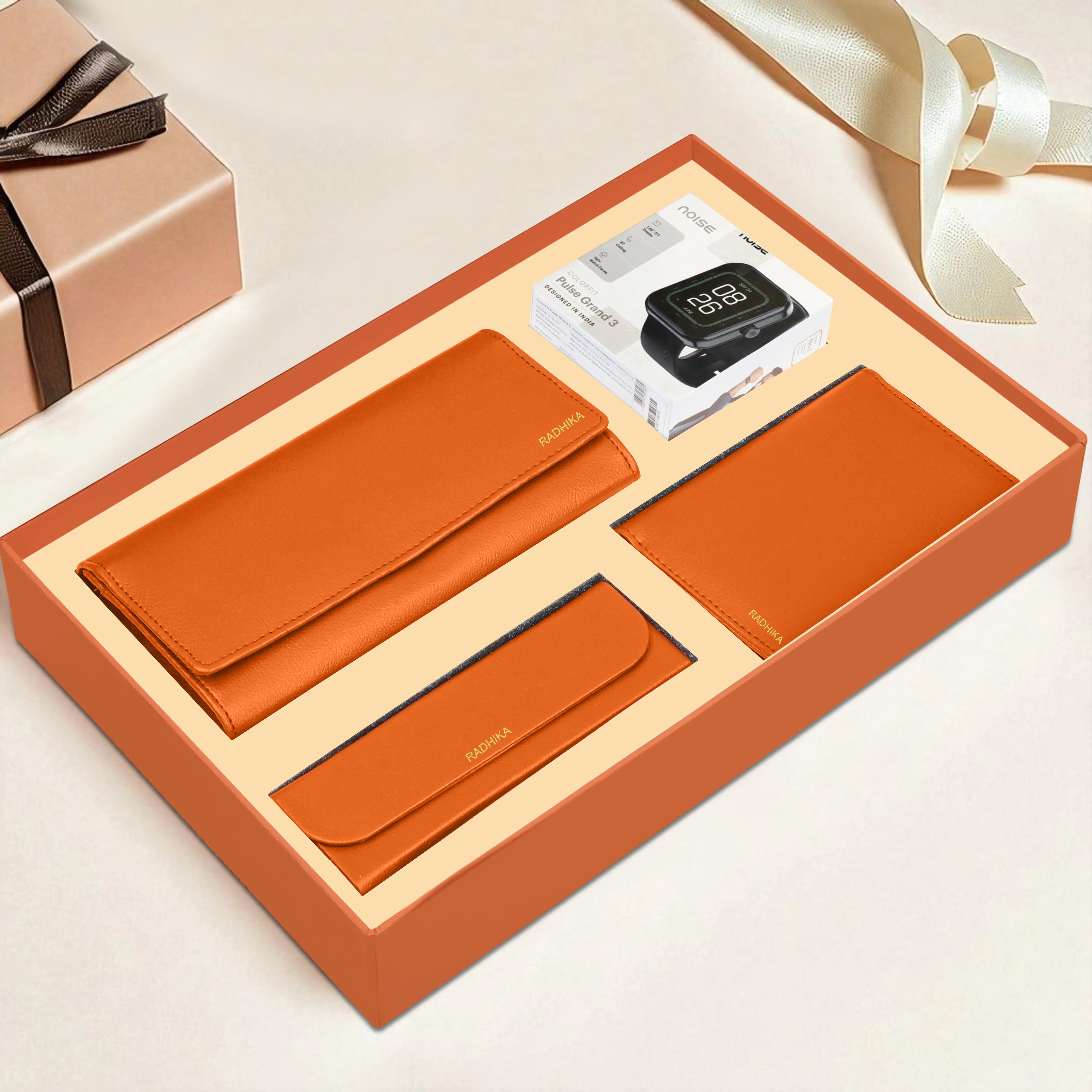 Personalized Clutch, Passport Cover, Eyewear Case & Watch Gift Hamper
