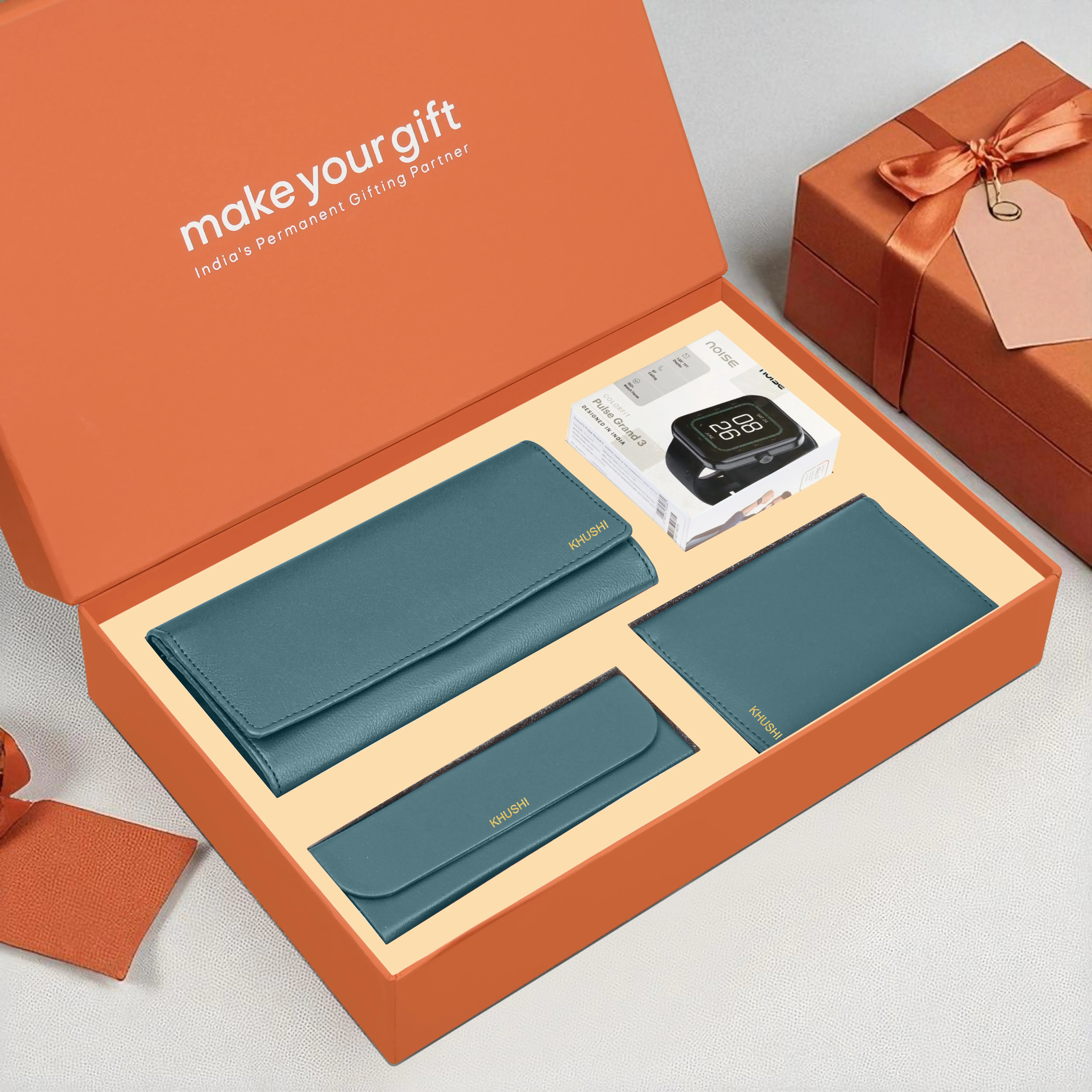 Personalized Clutch, Passport Cover, Eyewear Case & Watch Gift Hamper