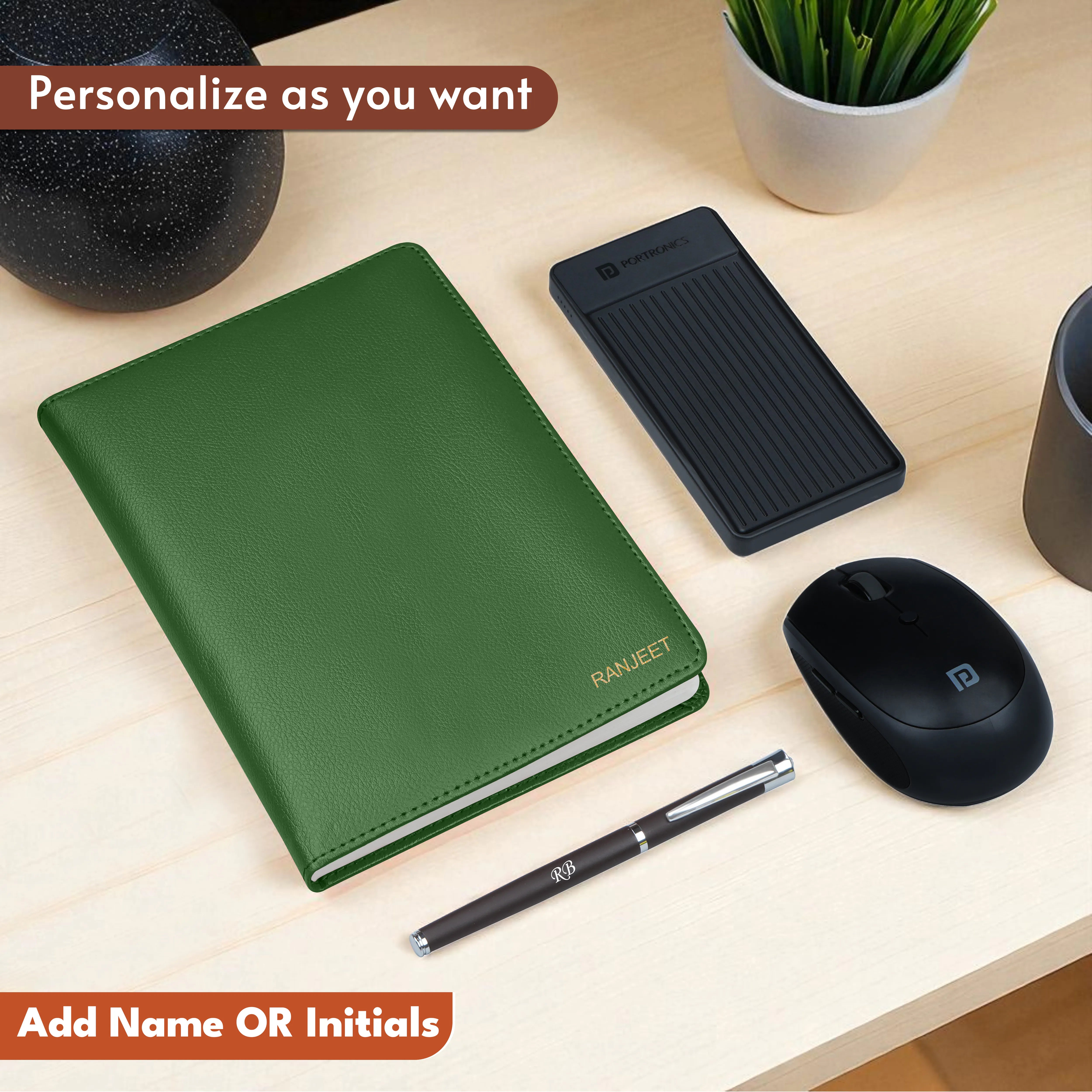 Personalized Diary, Pen, Power Bank & Mouse Gift Hamper