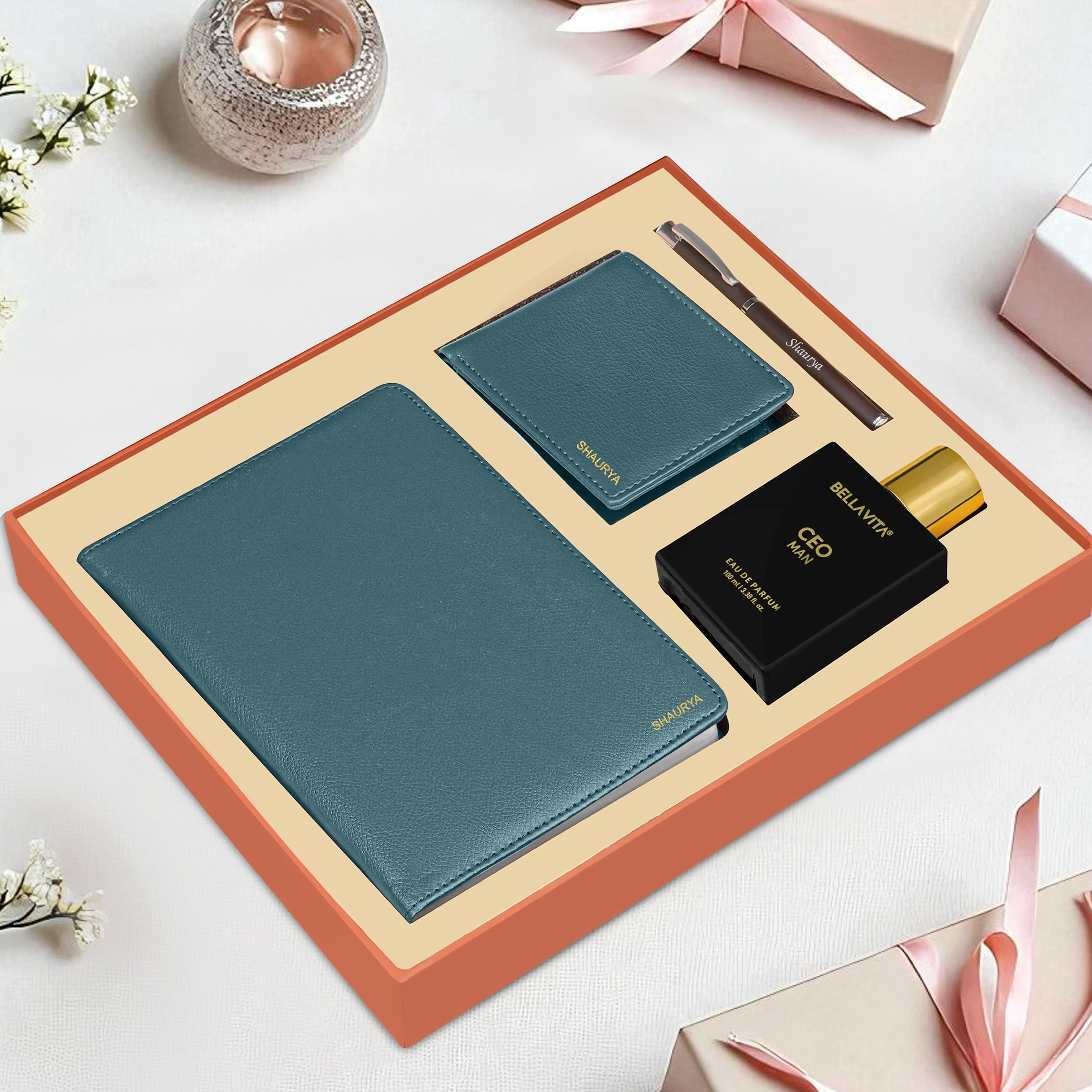 Personalized Wallet Diary Pen & Perfume Gift Hamper