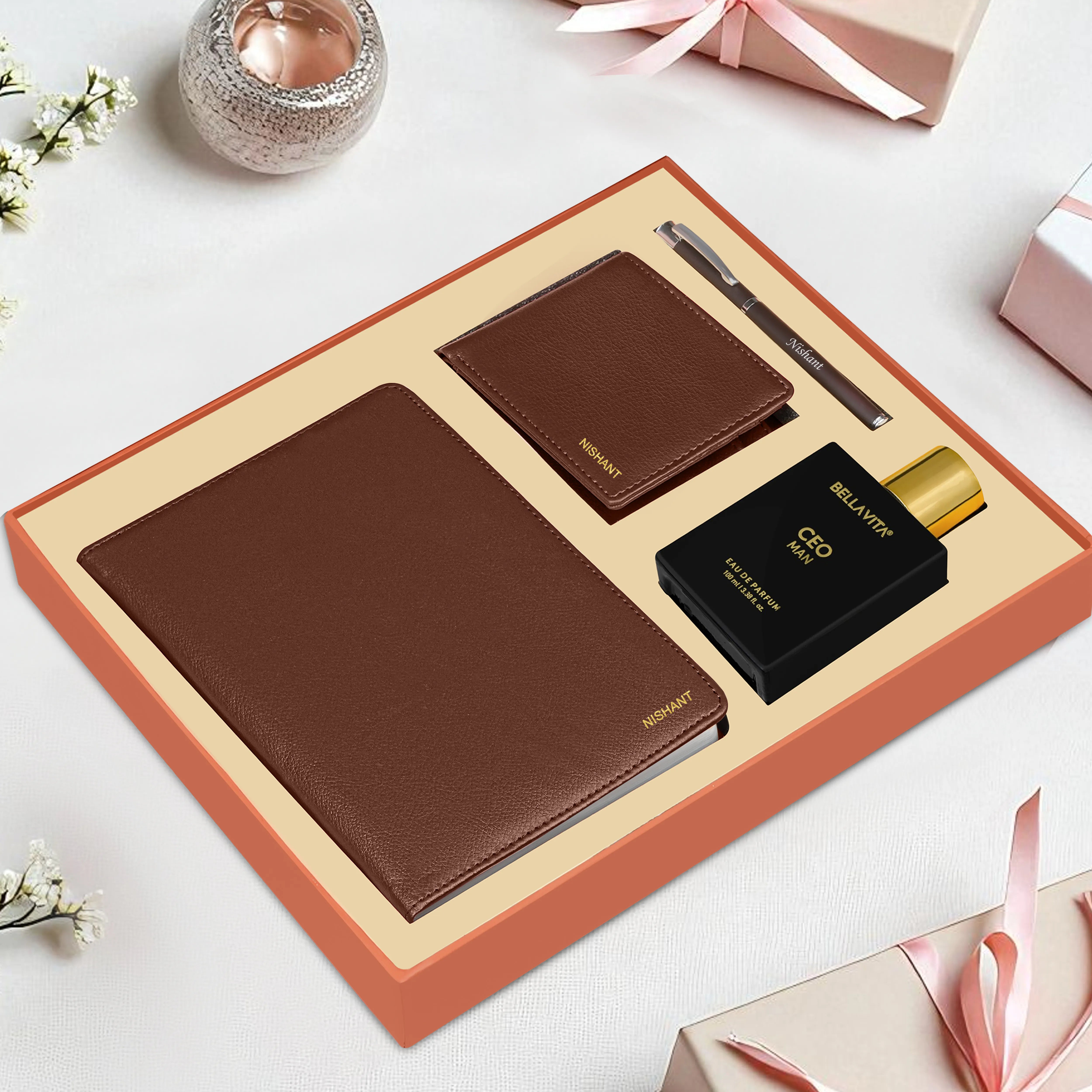 Personalized Wallet Diary Pen & Perfume Gift Hamper