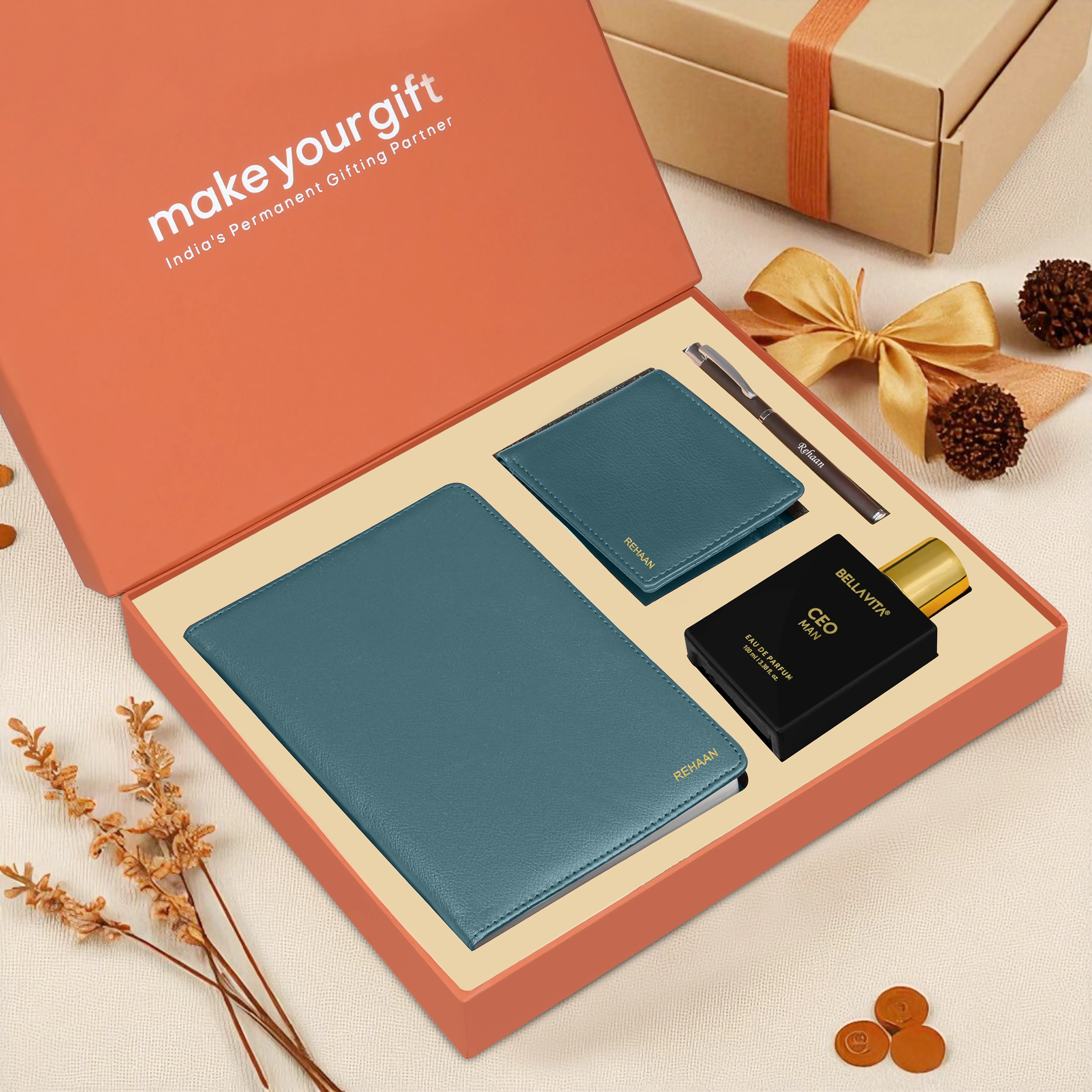 Personalized Wallet Diary Pen & Perfume Gift Hamper