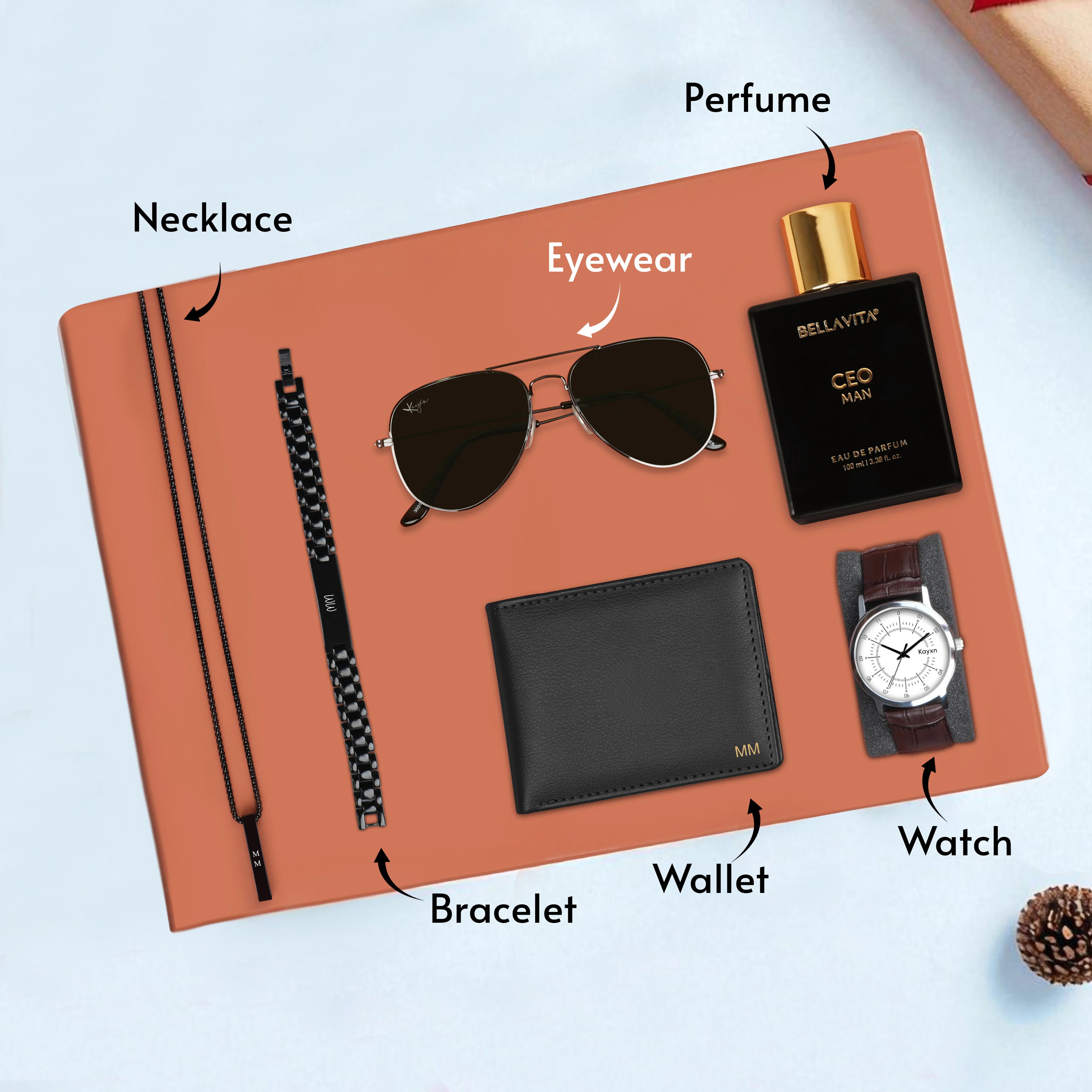 Personalized Wallet Watch Perfume Sunglasses Necklace & Bracelet Gift Set