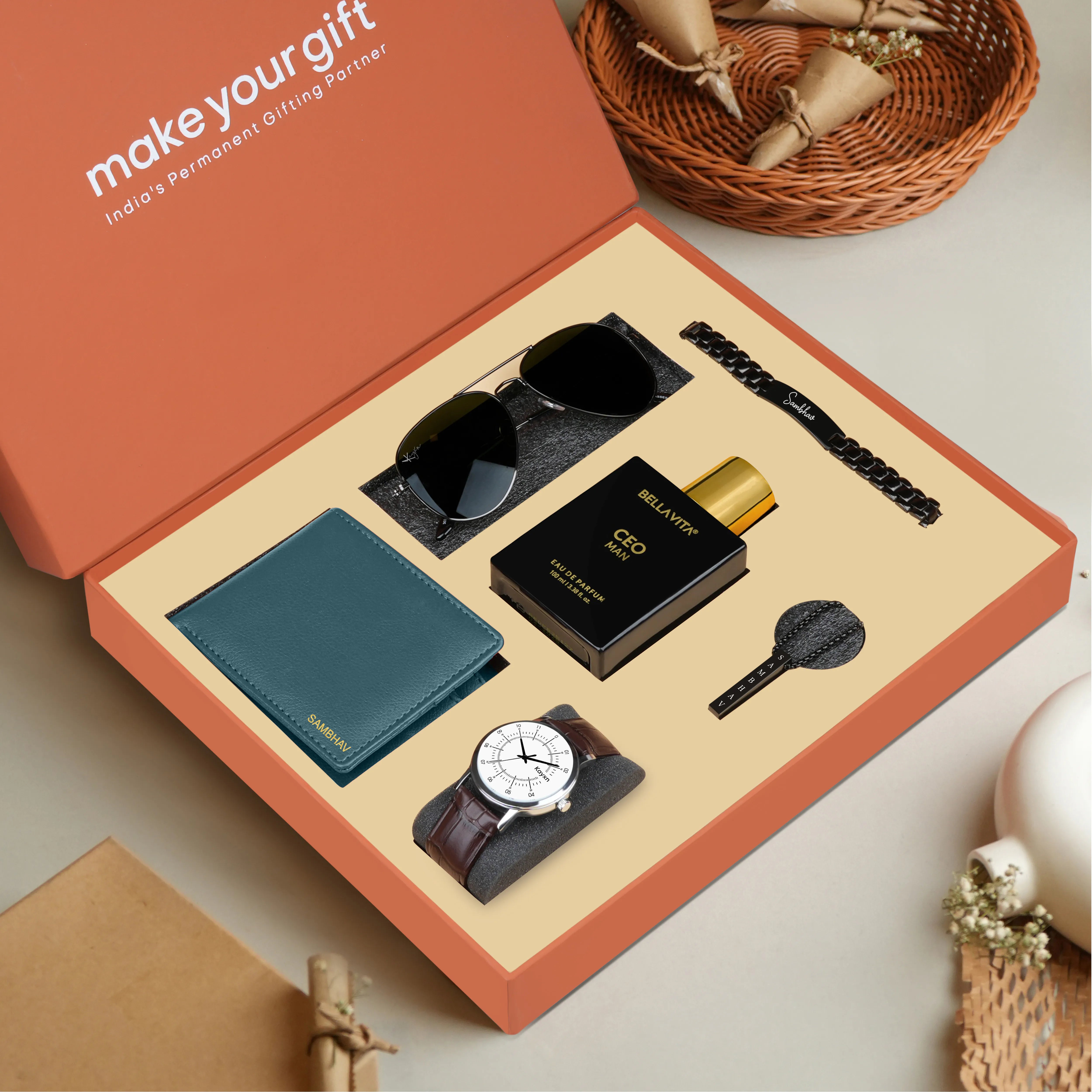 Personalized Wallet Watch Perfume Sunglasses Necklace & Bracelet Gift Set