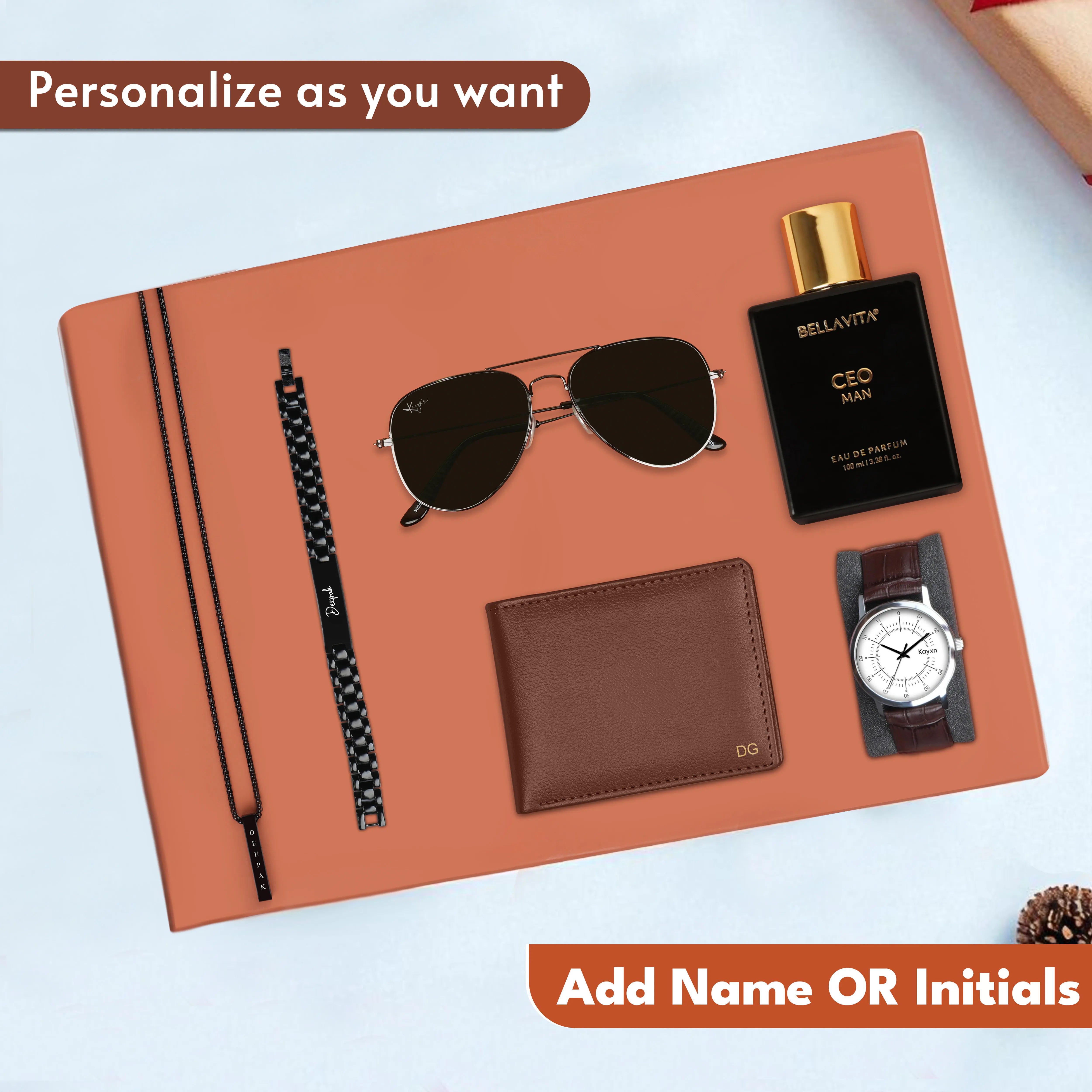 Personalized Wallet Watch Perfume Sunglasses Necklace & Bracelet Gift Set