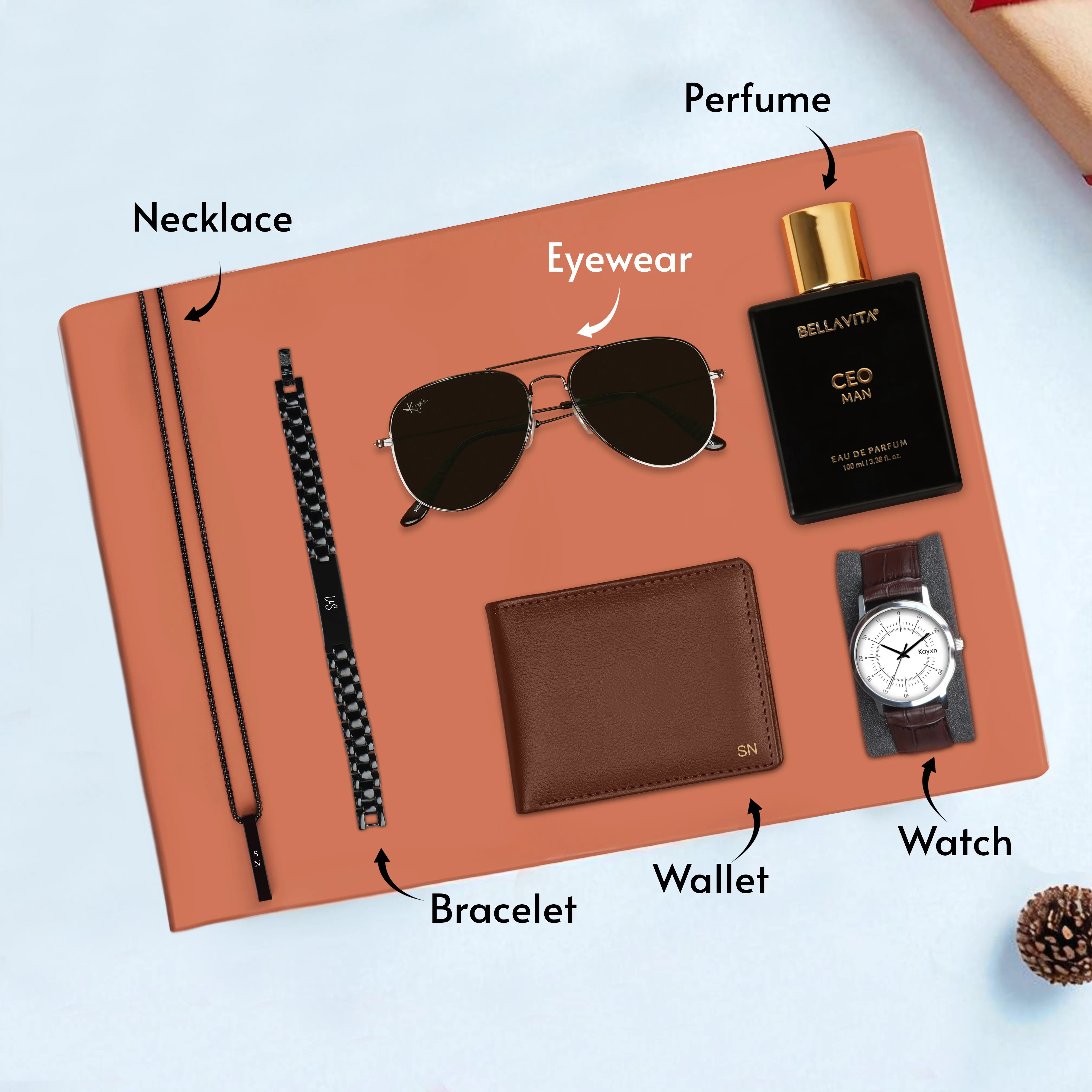 Personalized Wallet Watch Perfume Sunglasses Necklace & Bracelet Gift Set