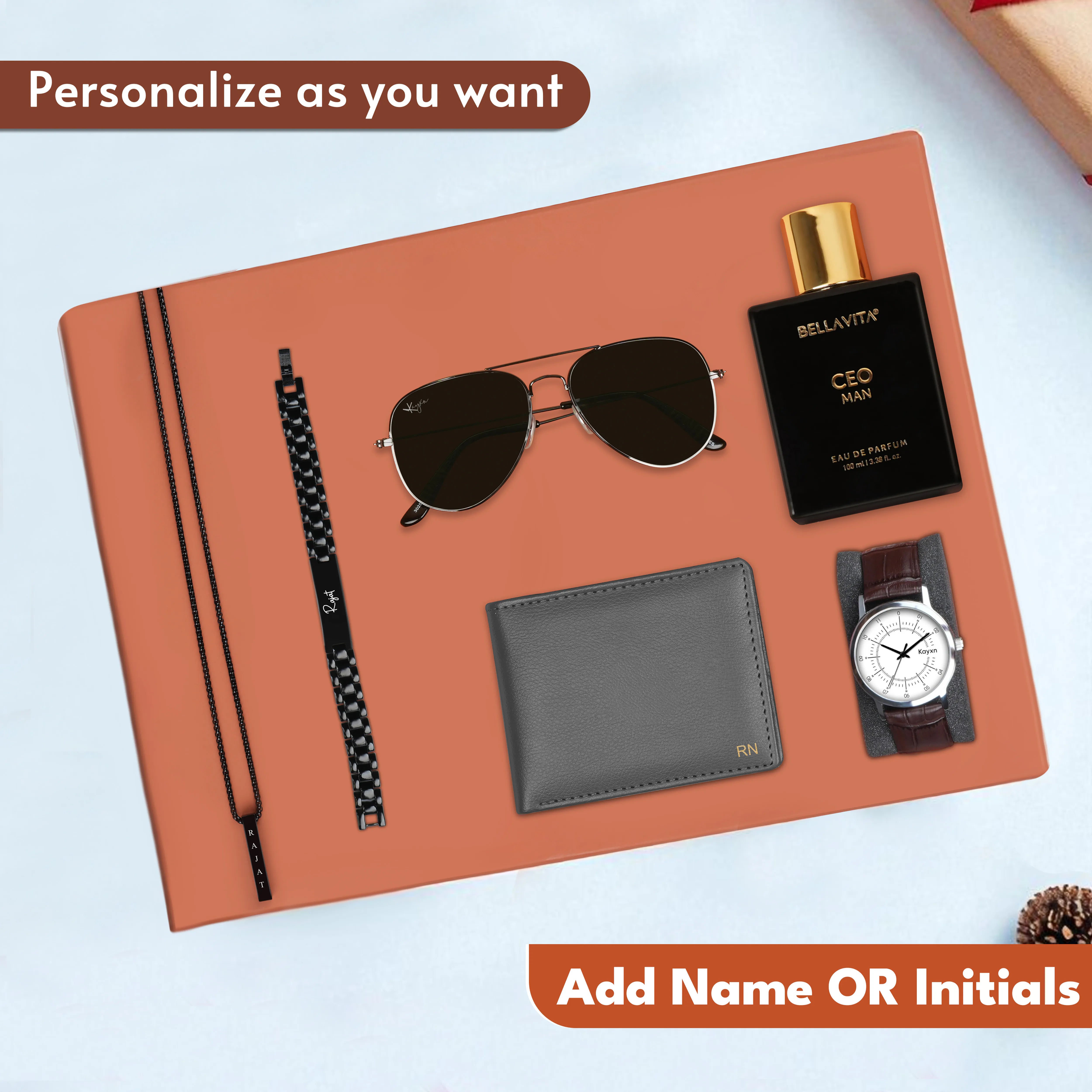 Personalized Wallet Watch Perfume Sunglasses Necklace & Bracelet Gift Set