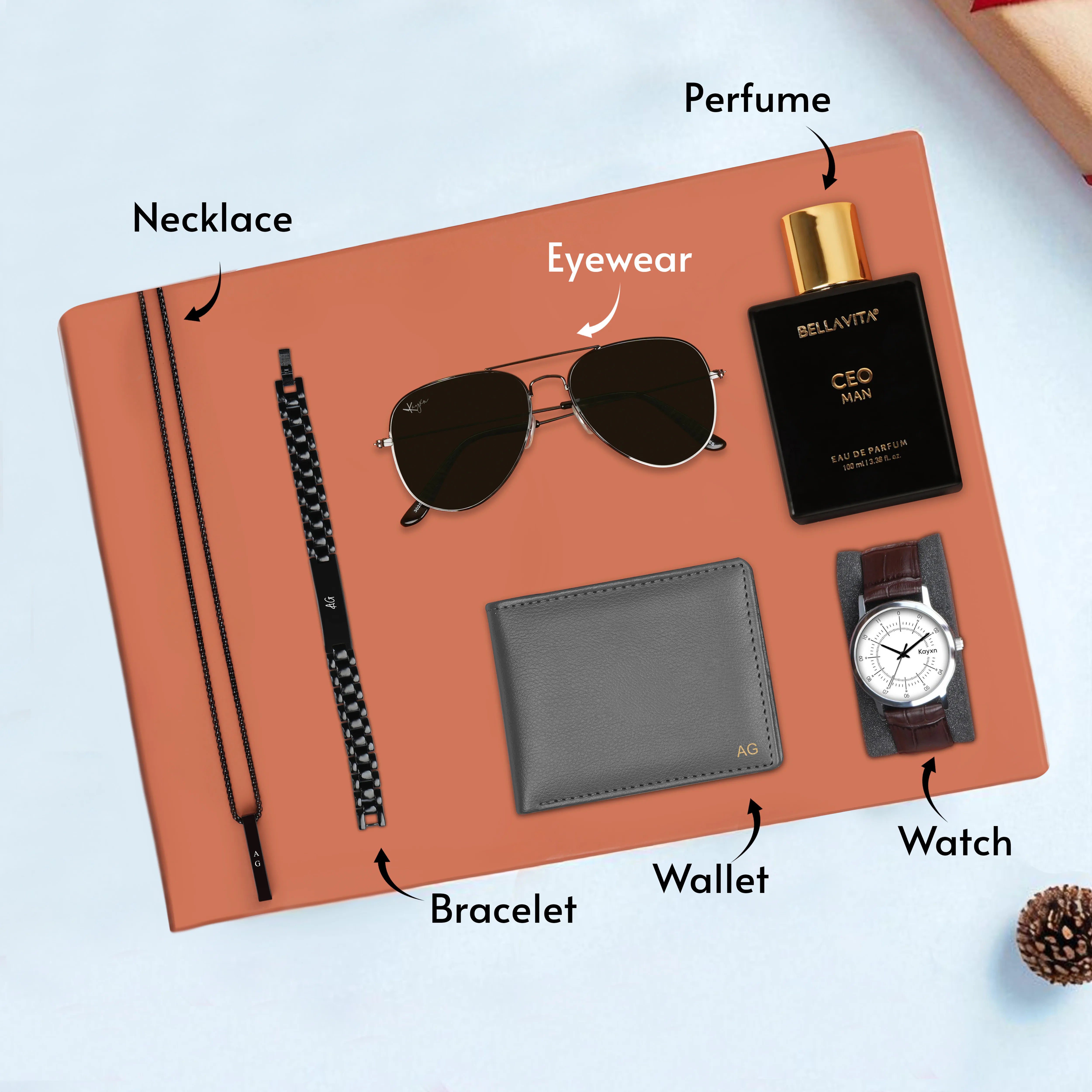 Personalized Wallet Watch Perfume Sunglasses Necklace & Bracelet Gift Set