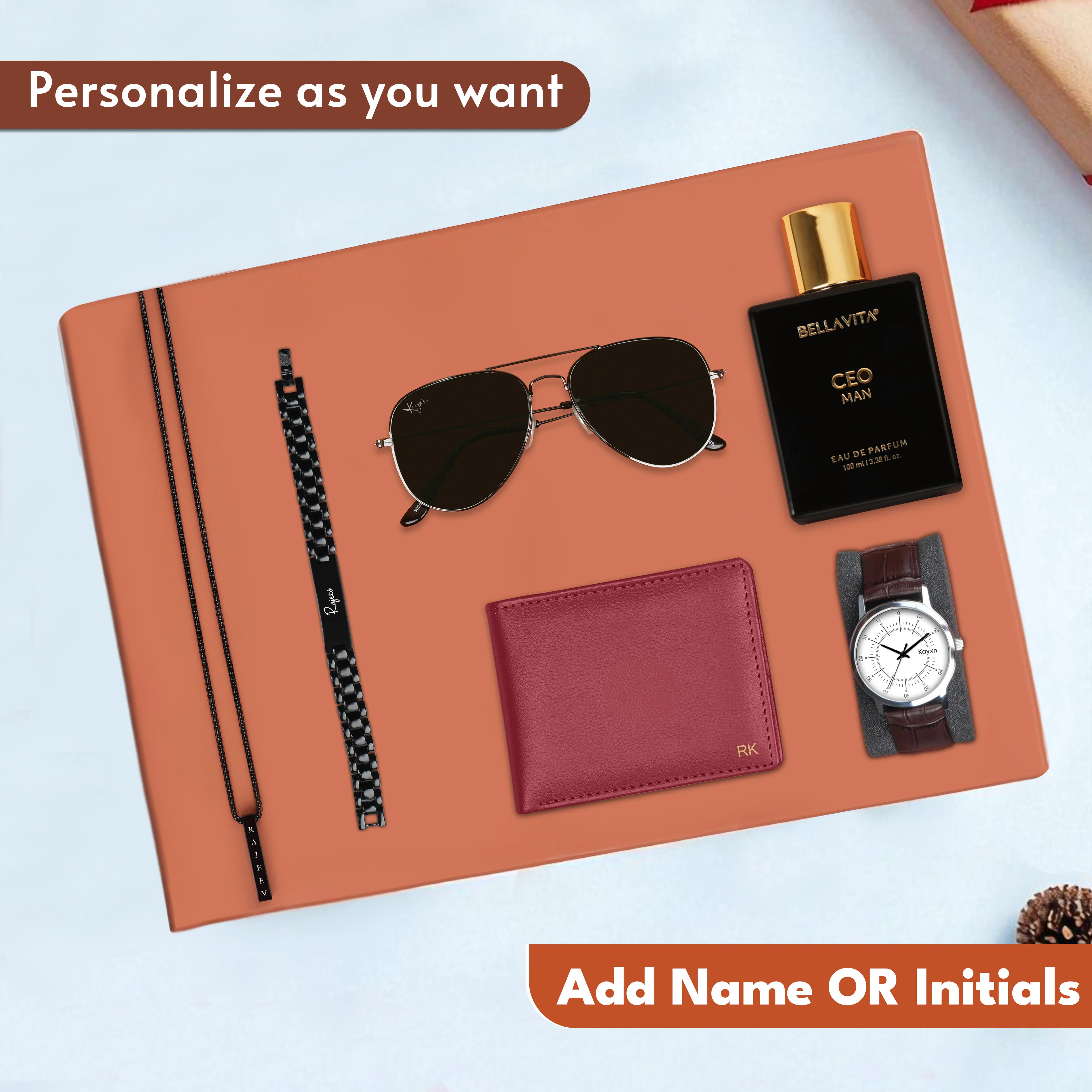 Personalized Wallet Watch Perfume Sunglasses Necklace & Bracelet Gift Set