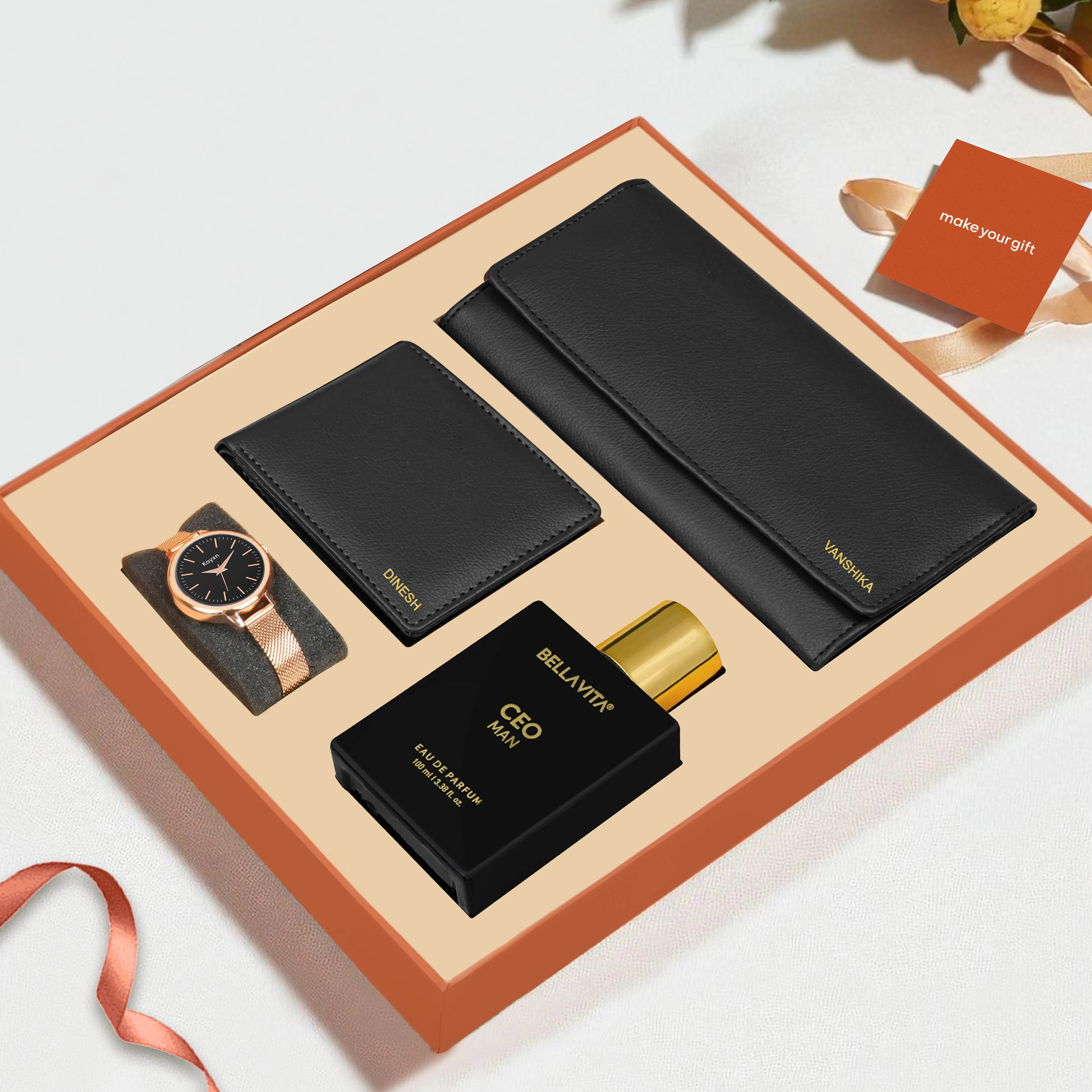 Personalized Clutch Wallet Perfume & Watch Gift Hamper