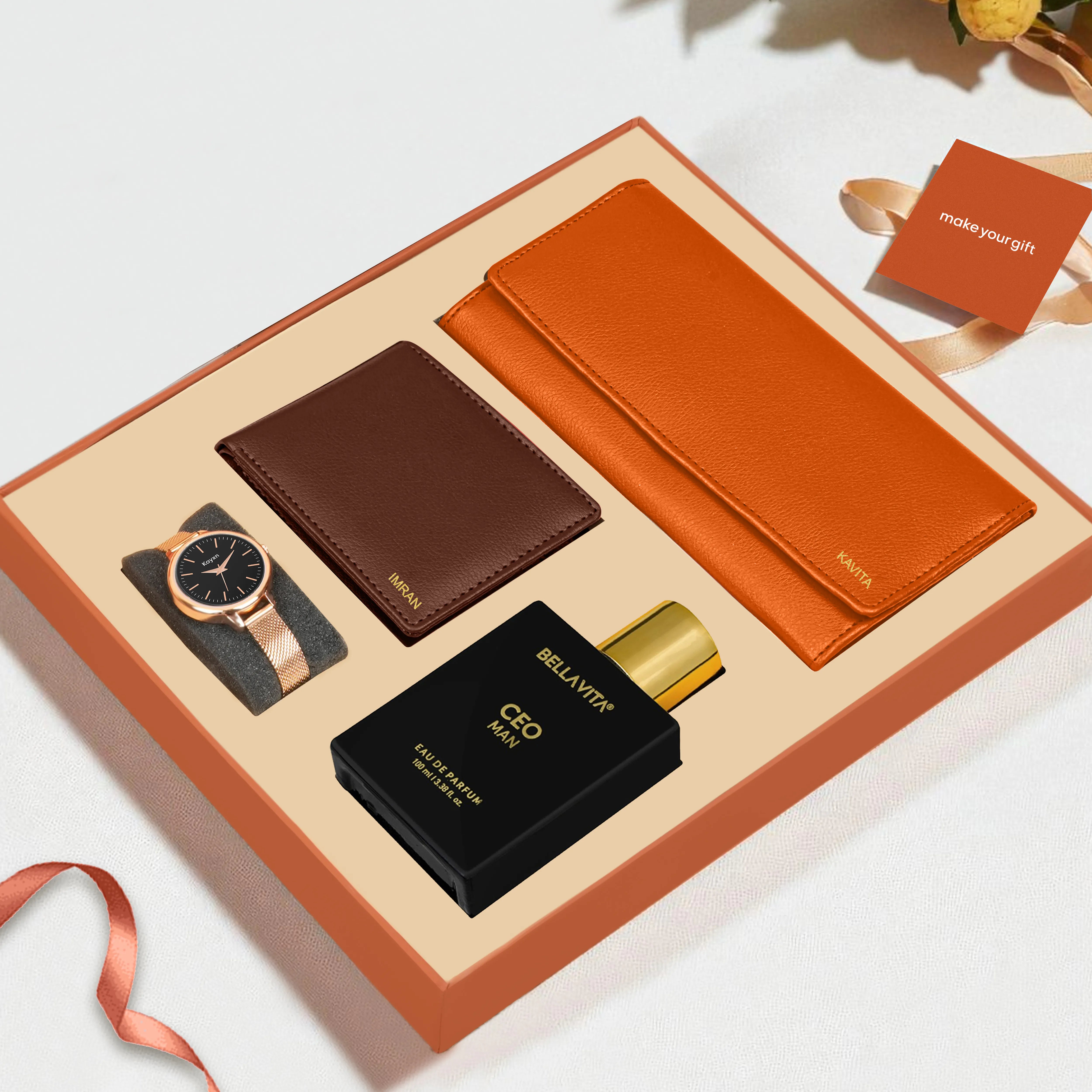 Personalized Clutch Wallet Perfume & Watch Gift Hamper