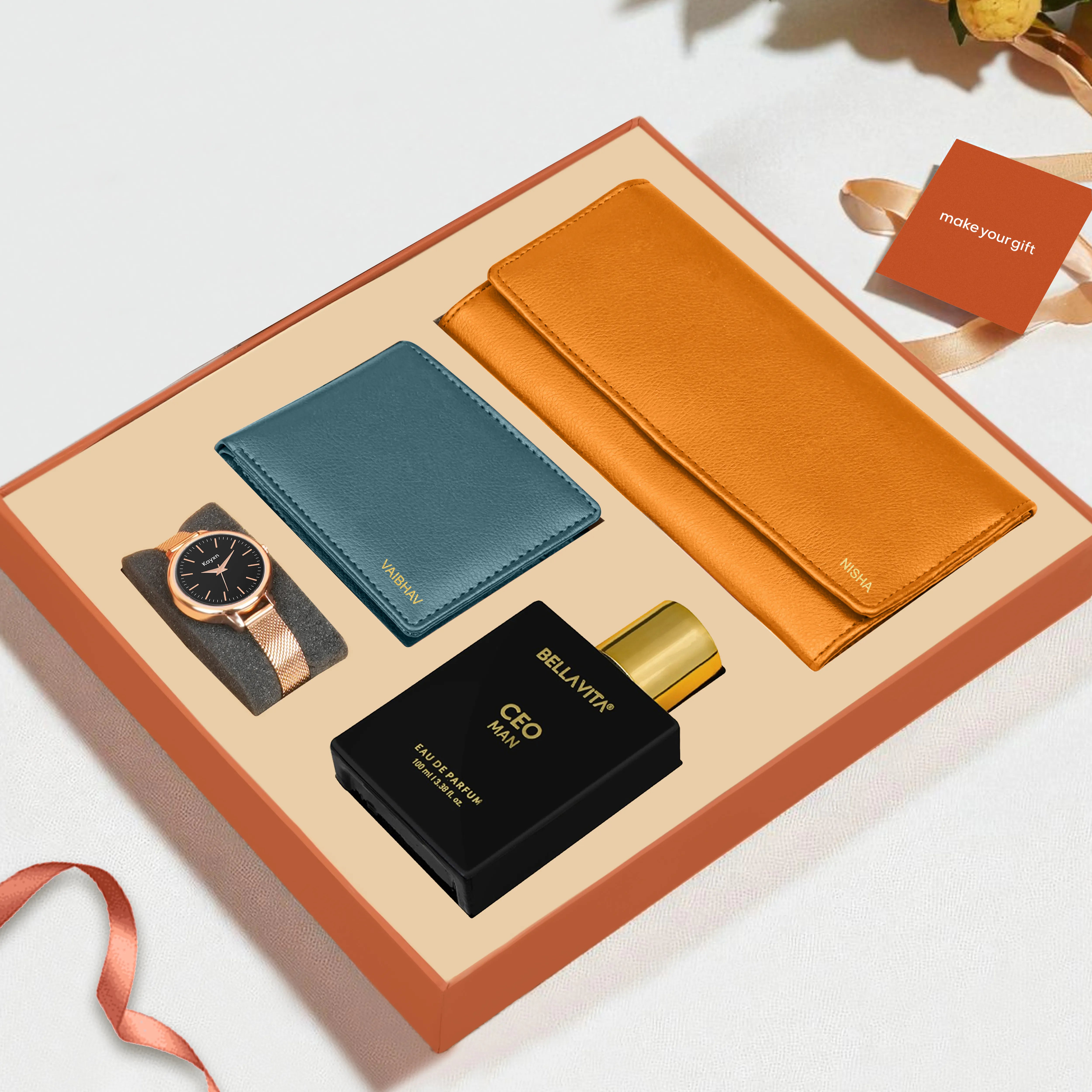 Personalized Clutch Wallet Perfume & Watch Gift Hamper