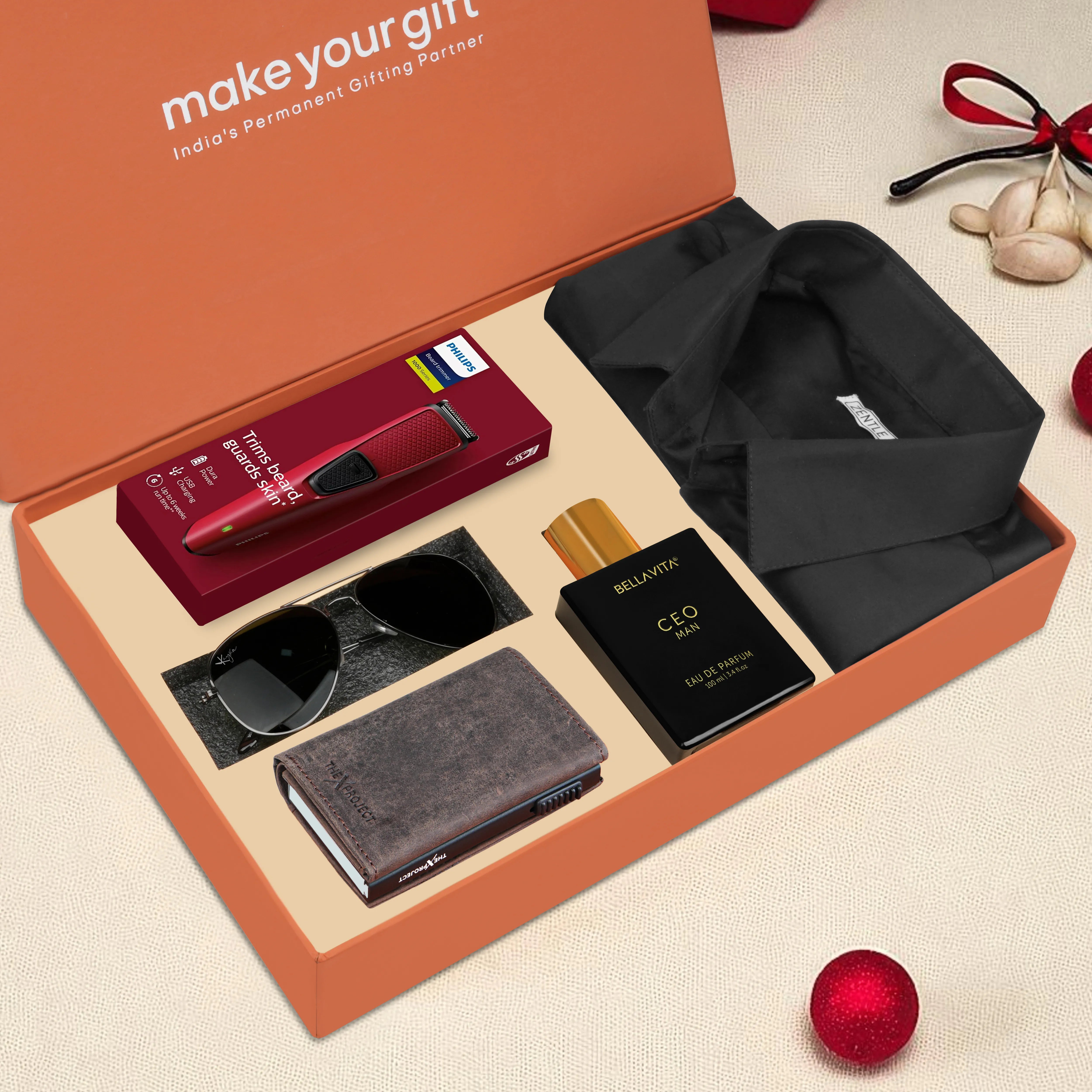 Cardholder Trimmer Sunglasses Shirt & Perfume Gift Hamper