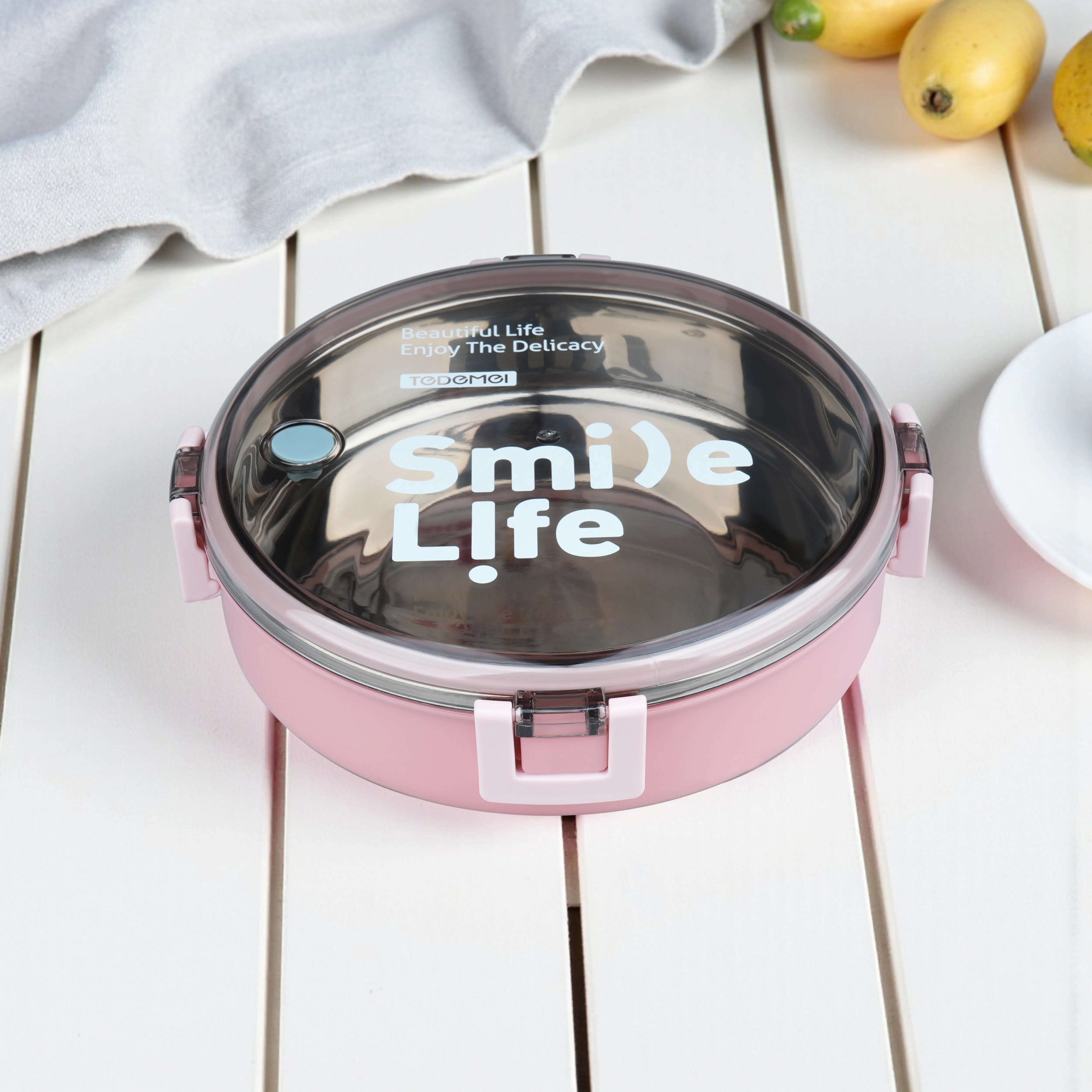 Smile Life Round Bento Lunch Box