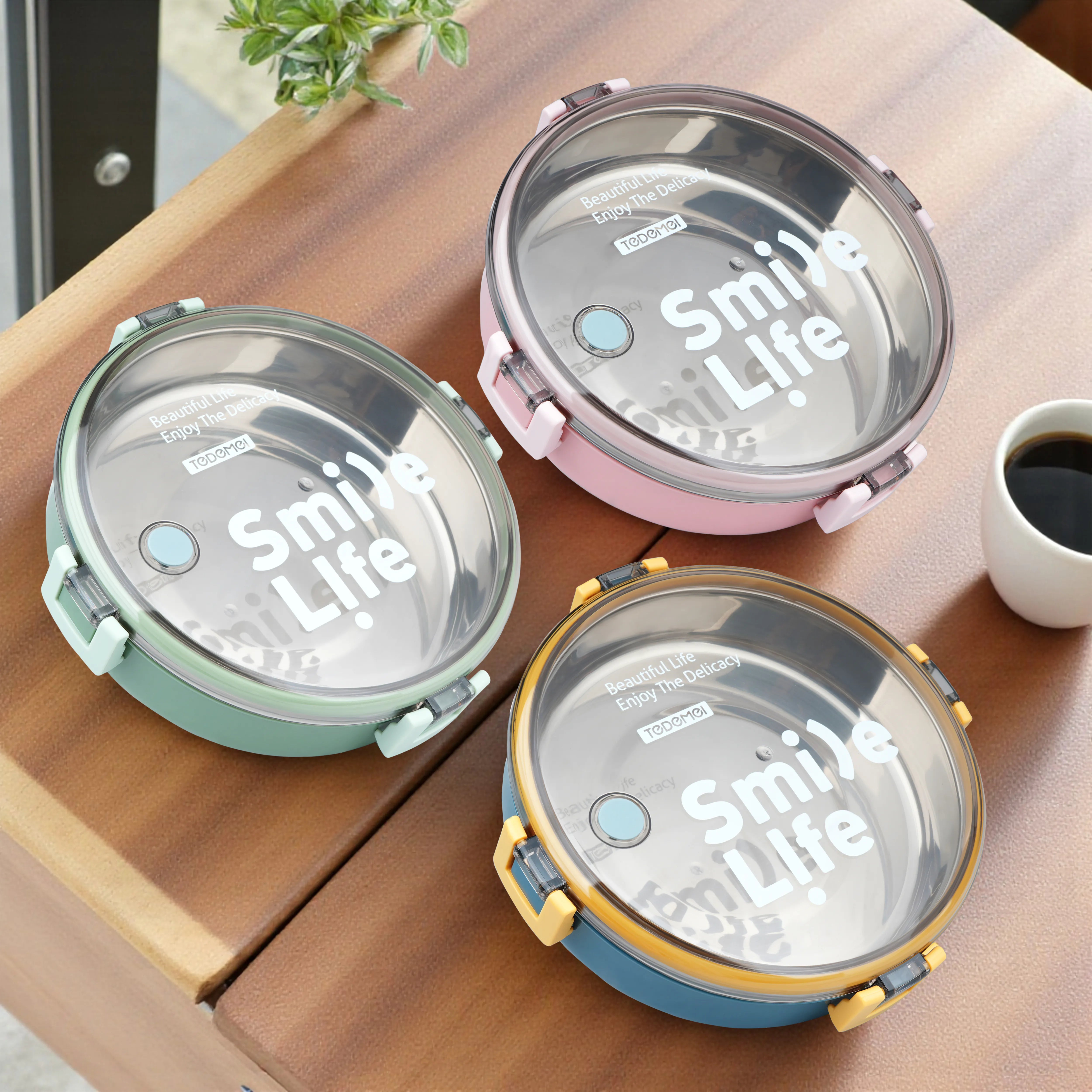 Smile Life Round Bento Lunch Box