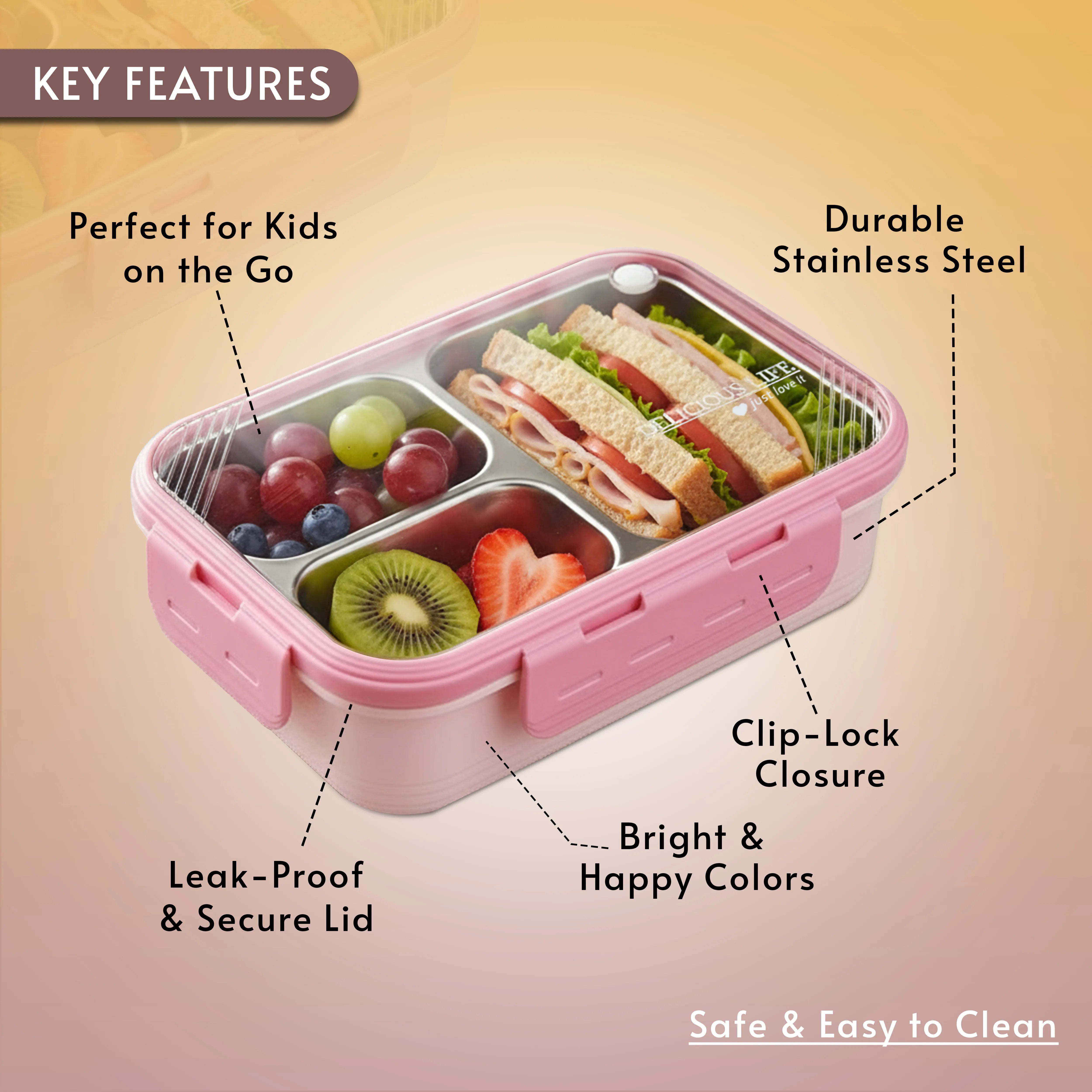 Delicious Life 3-Compartment Bento Lunch Box