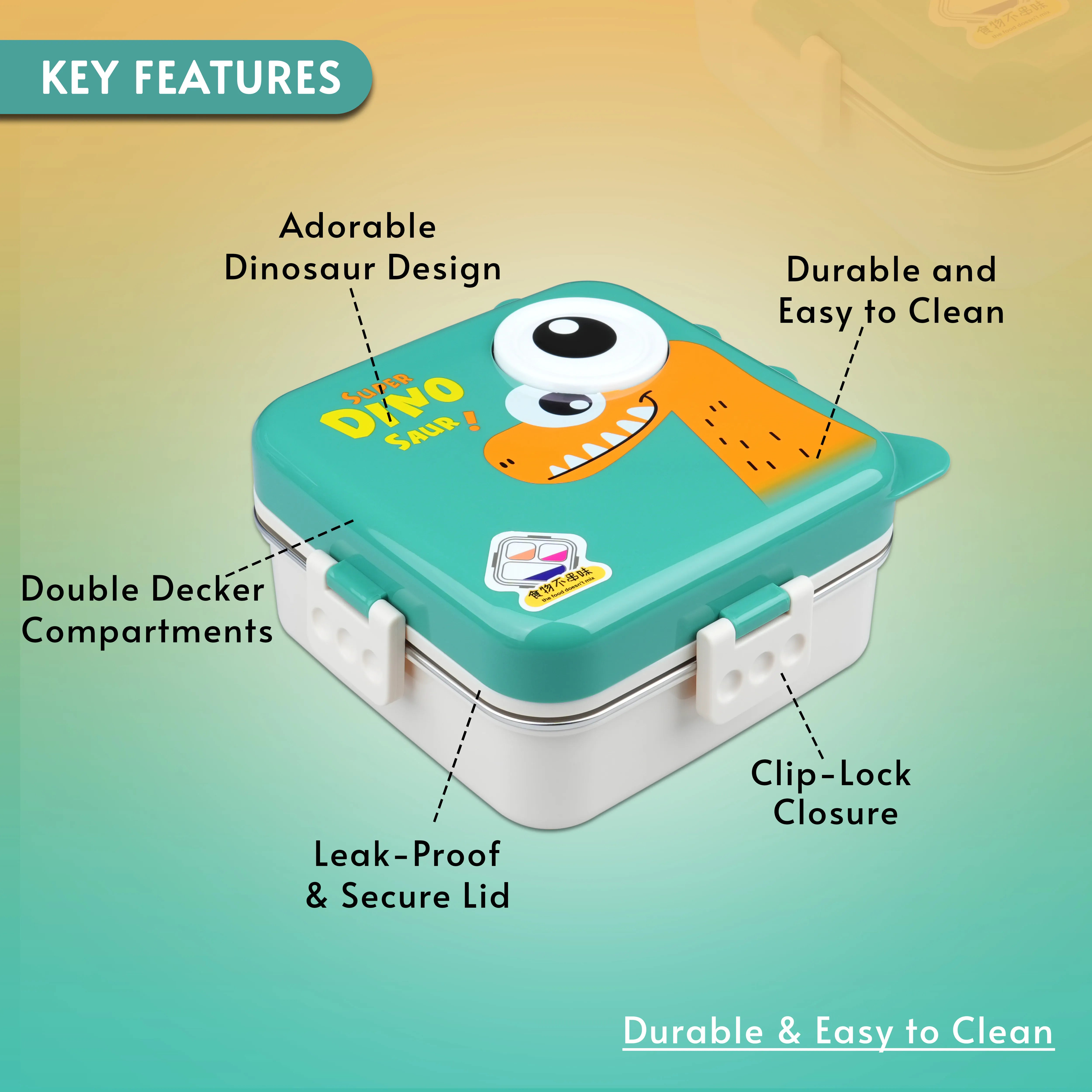 Super Dino Saur Double Decker Bento Lunch Box