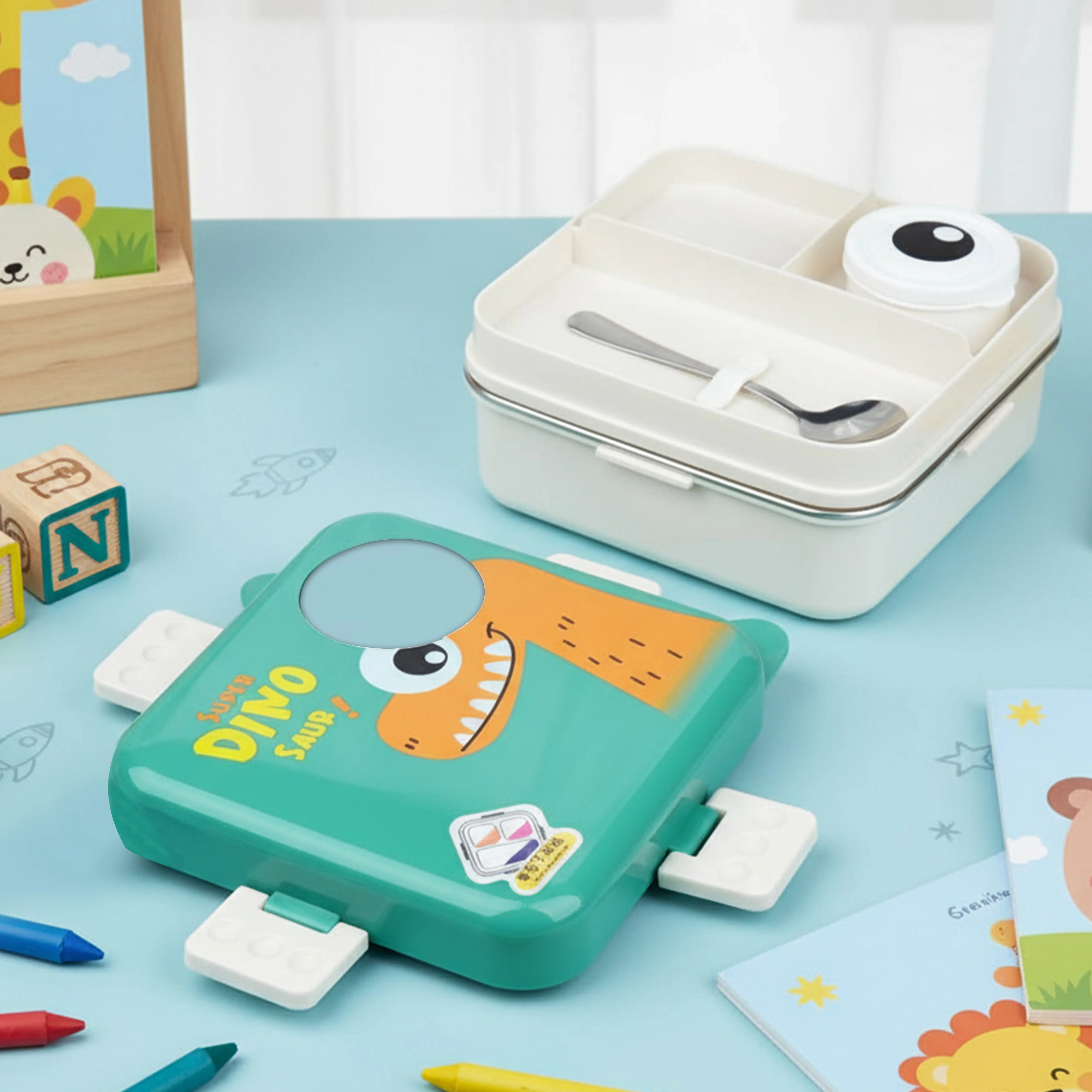 Super Dino Saur Double Decker Bento Lunch Box