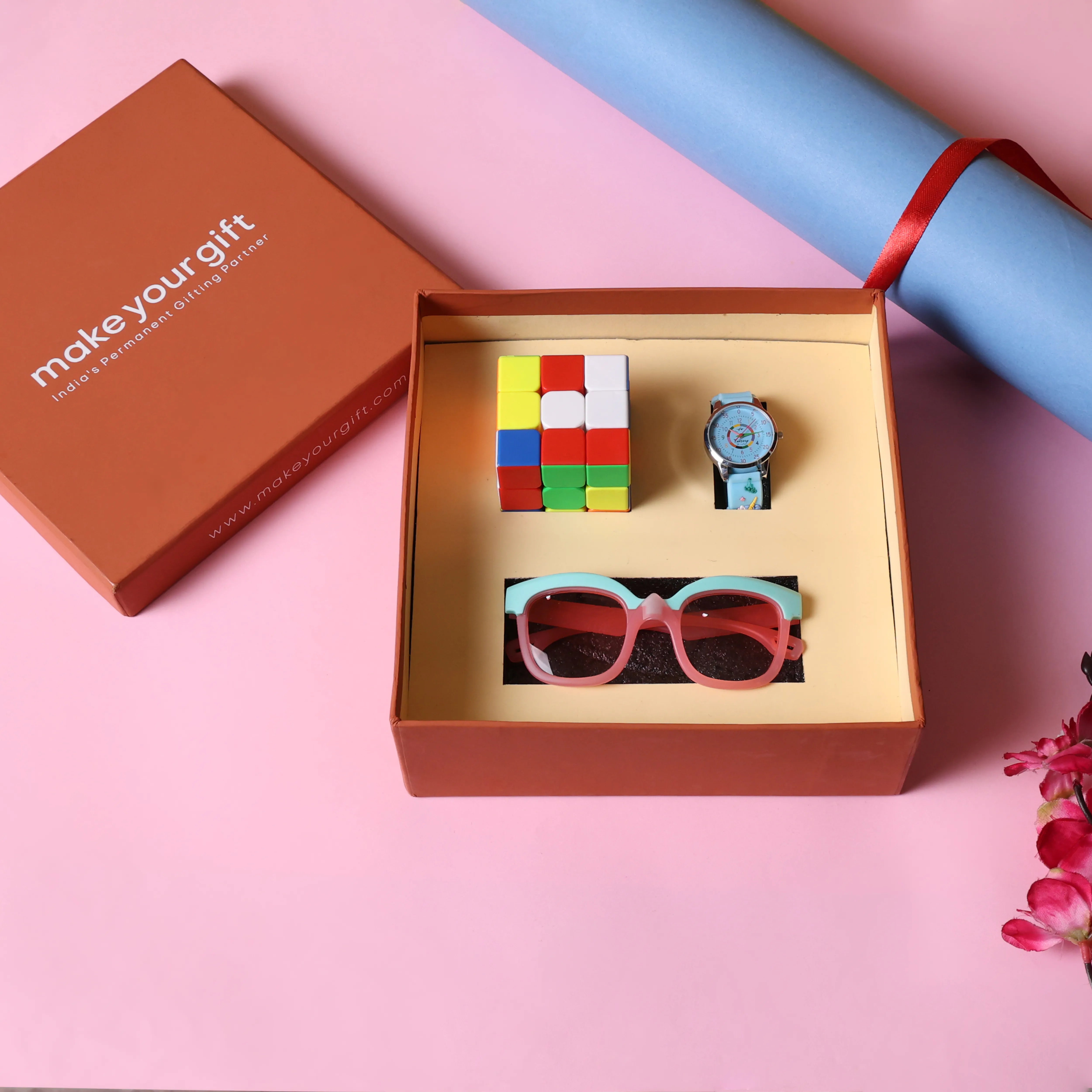 Watch & Sunglasses With Rubik's Cube Kids Gift Hamper