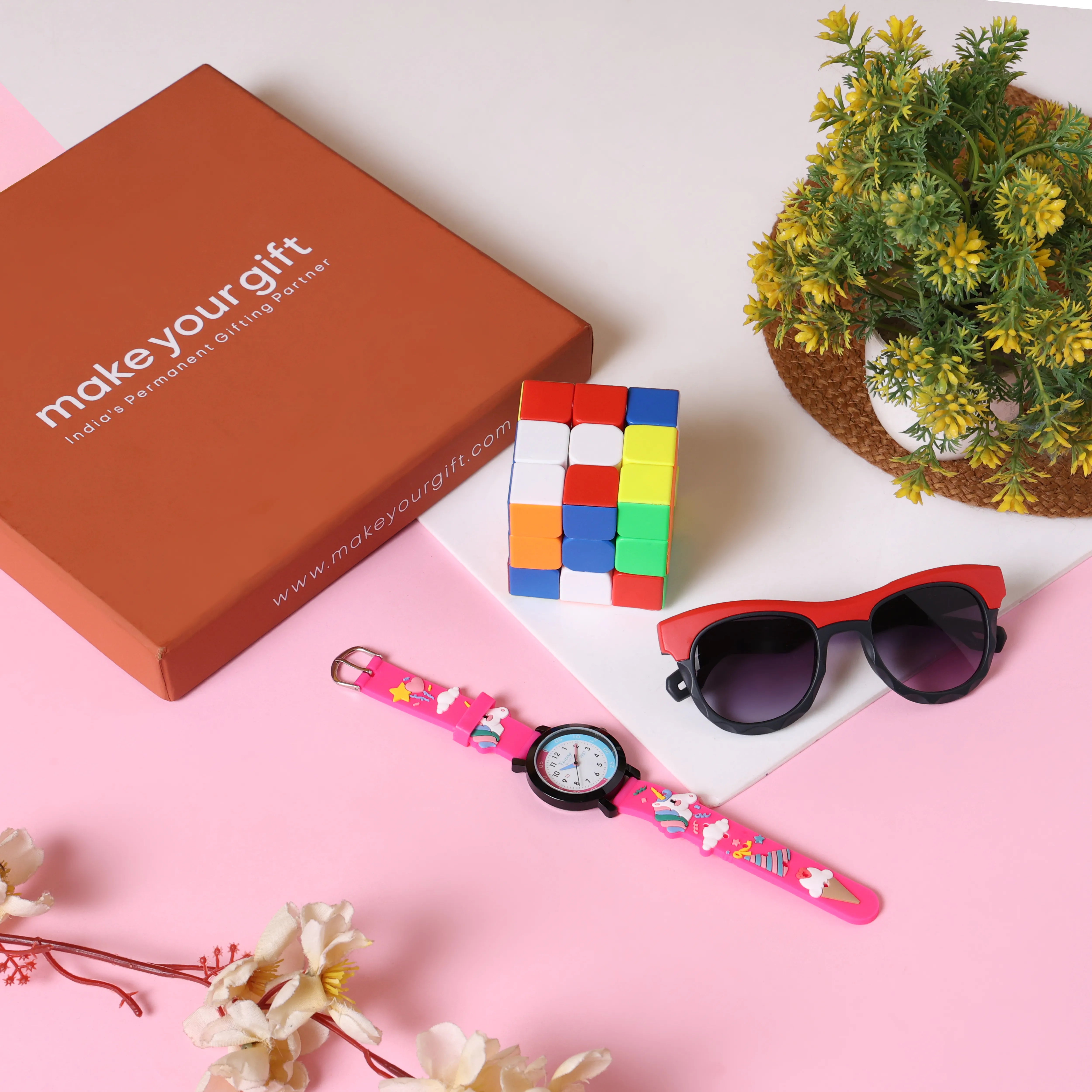 Watch & Sunglasses With Rubik's Cube Kids Gift Hamper