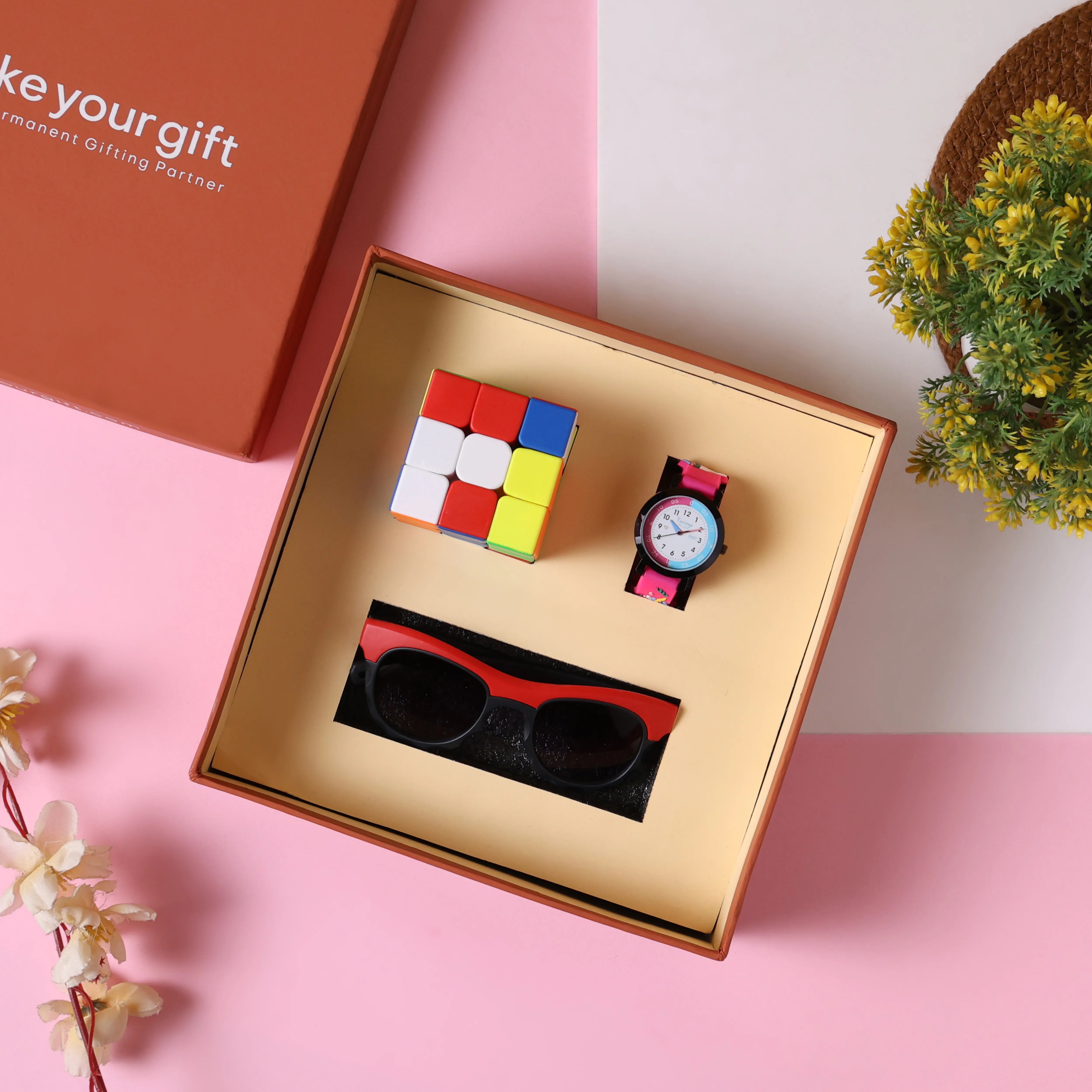 Watch & Sunglasses With Rubik's Cube Kids Gift Hamper