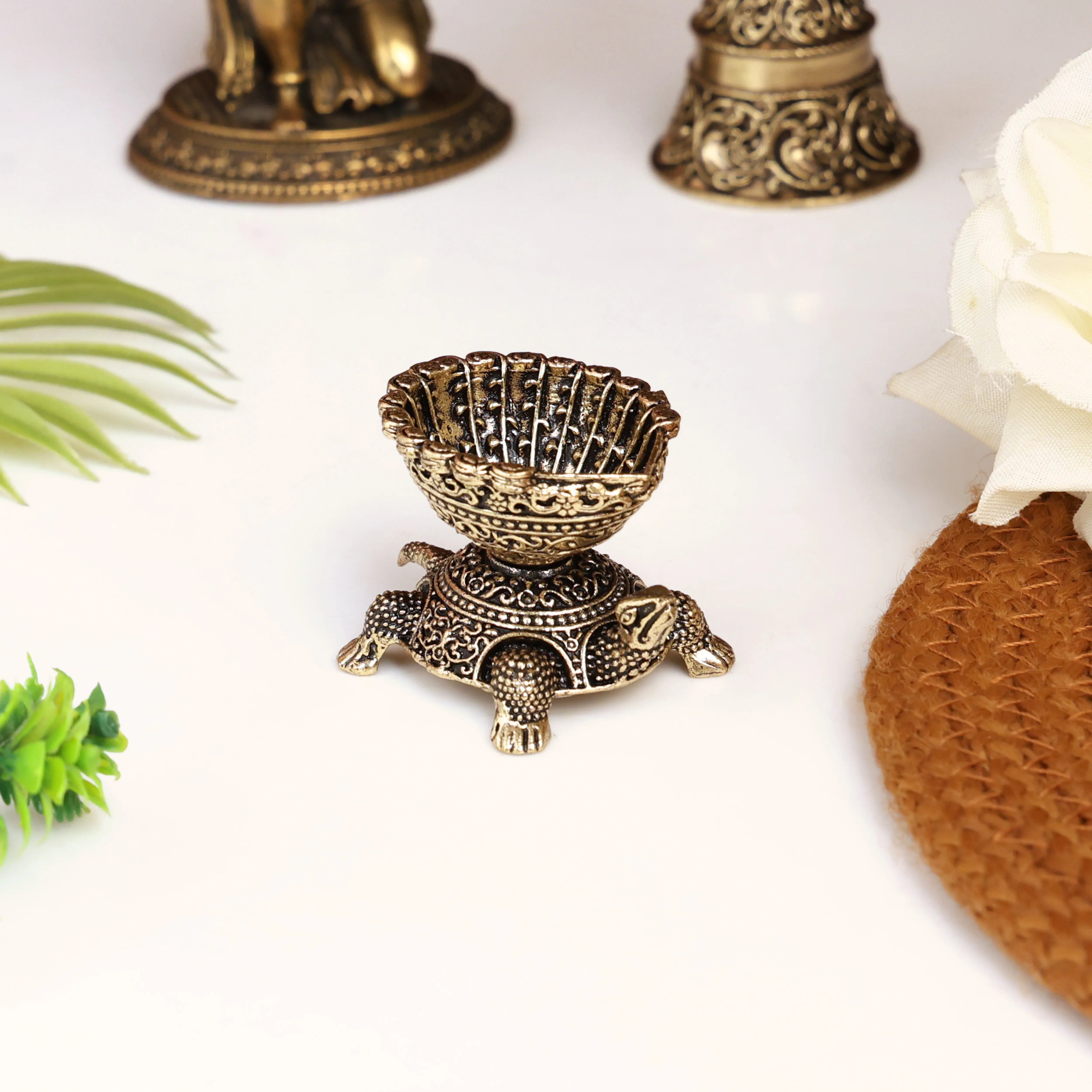 Antique Turtle Brass Diya