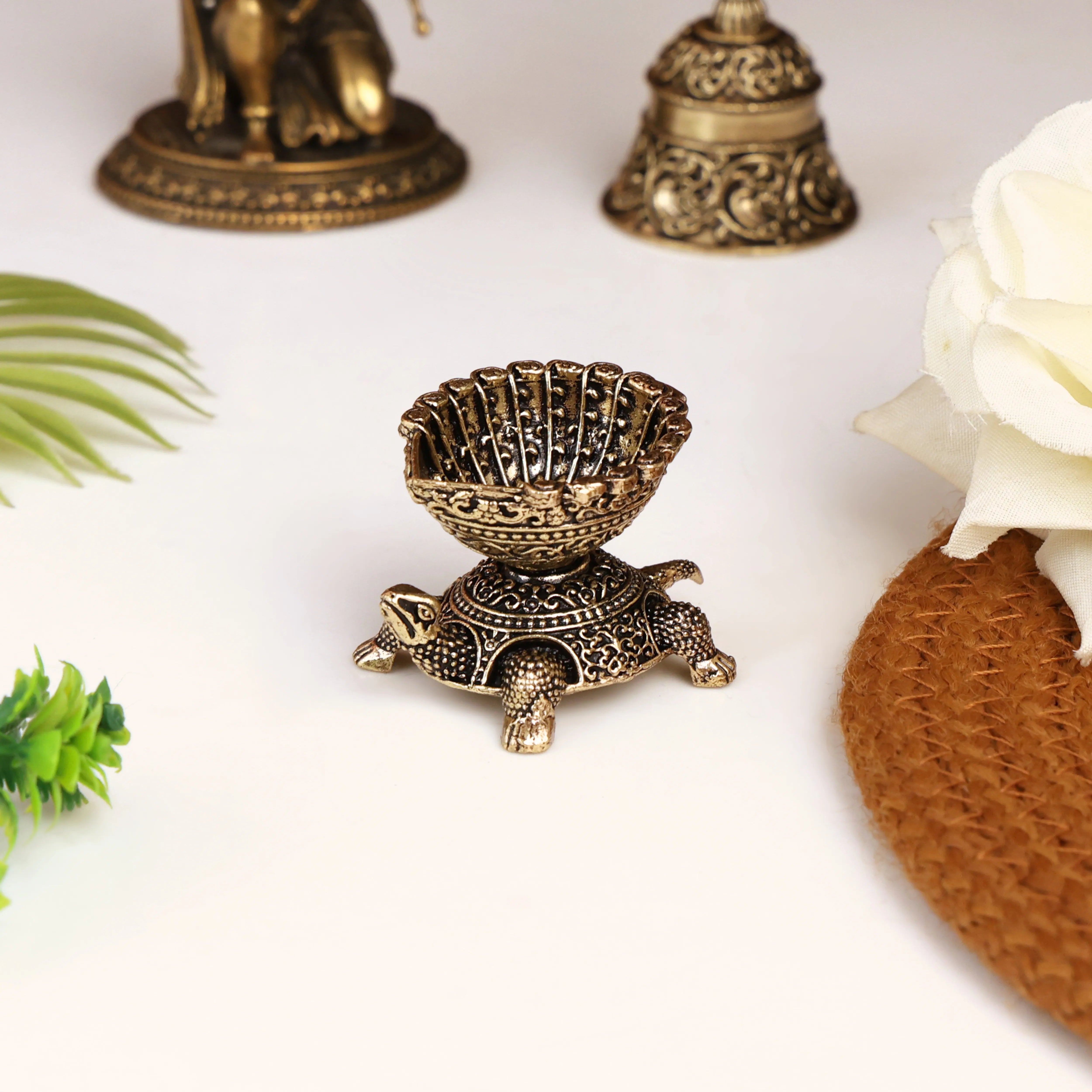 Antique Turtle Brass Diya