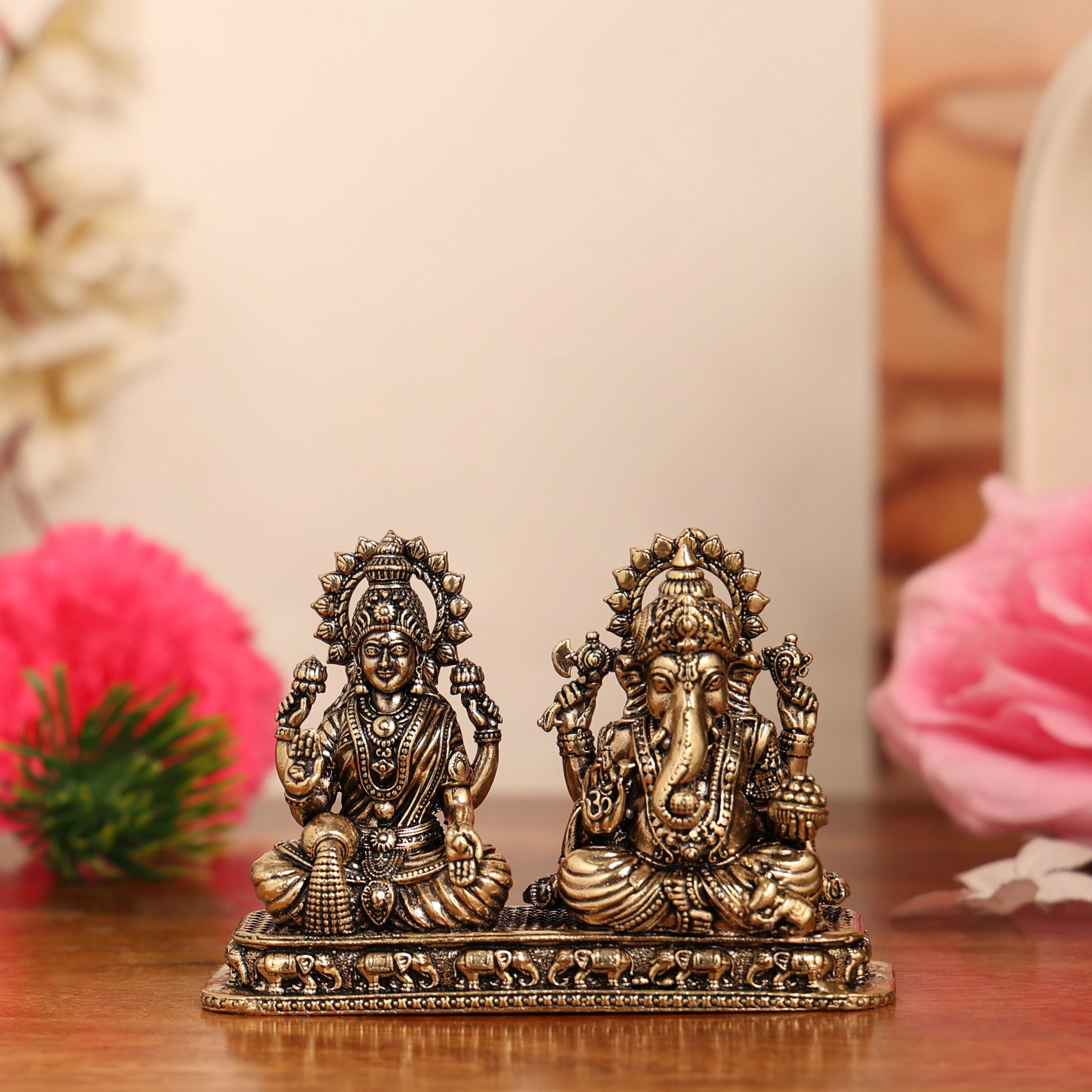 Divine Lakshmi Ganesha Brass Murti