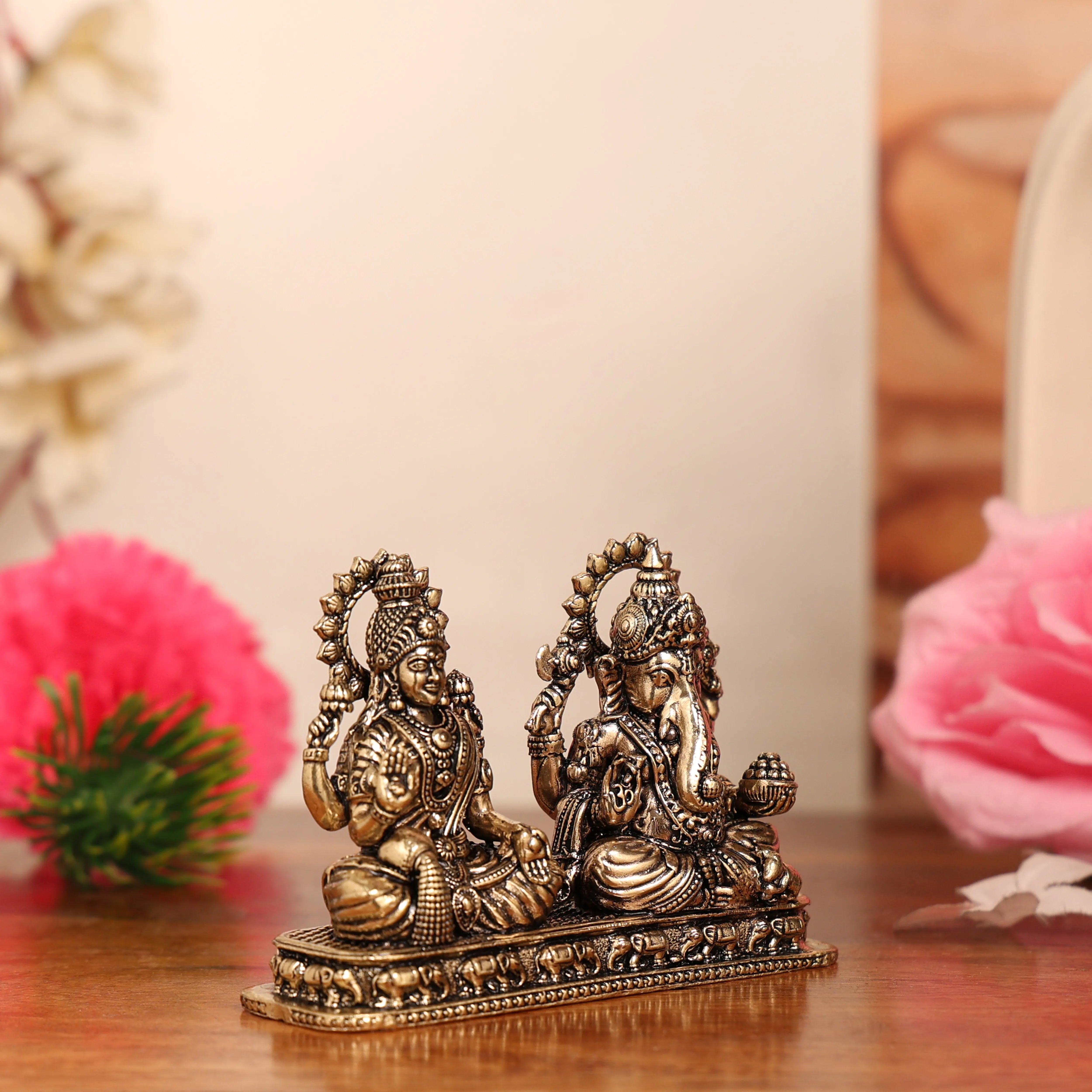 Divine Lakshmi Ganesha Brass Murti