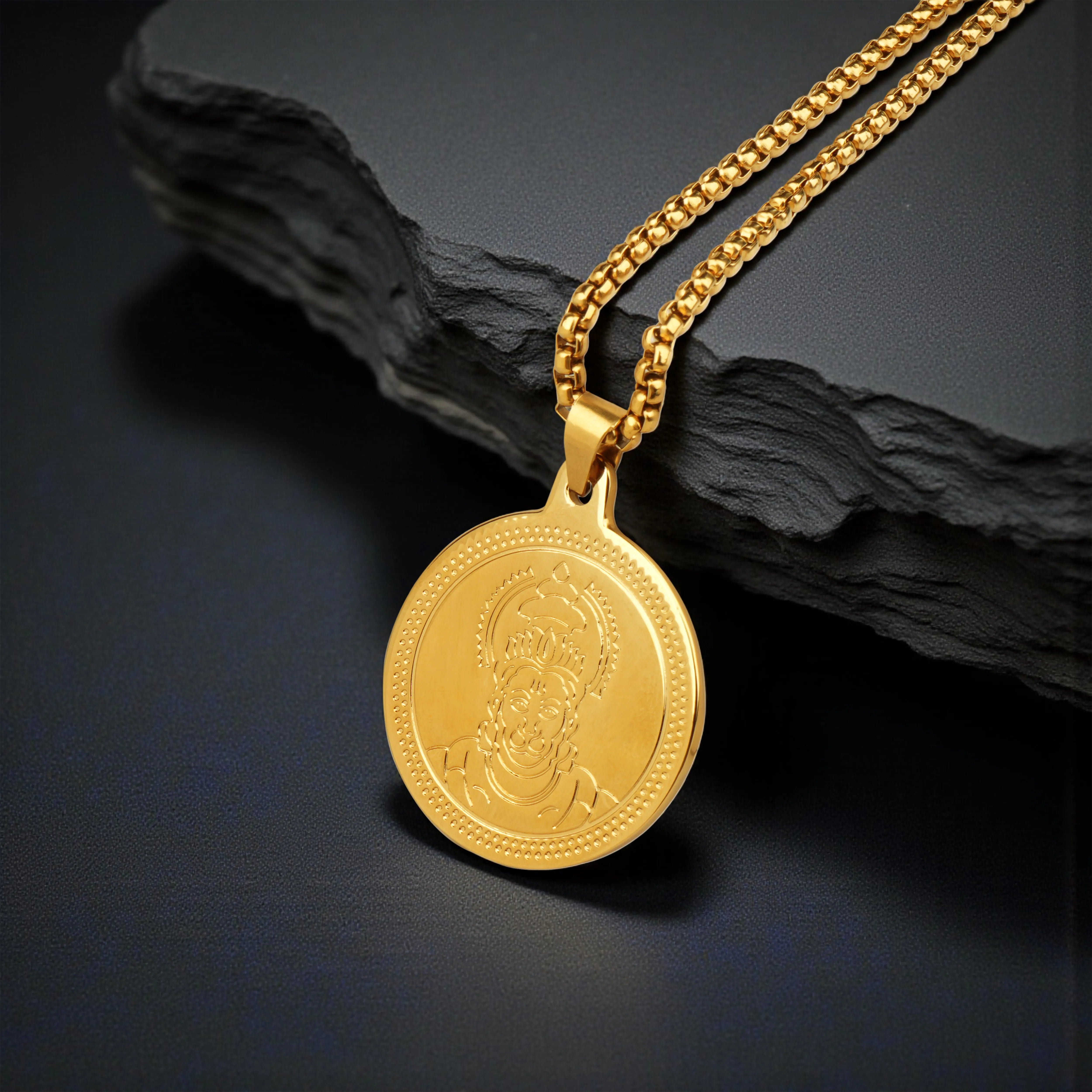 Hanuman Ji Gold Plated Pendant & Chain Set